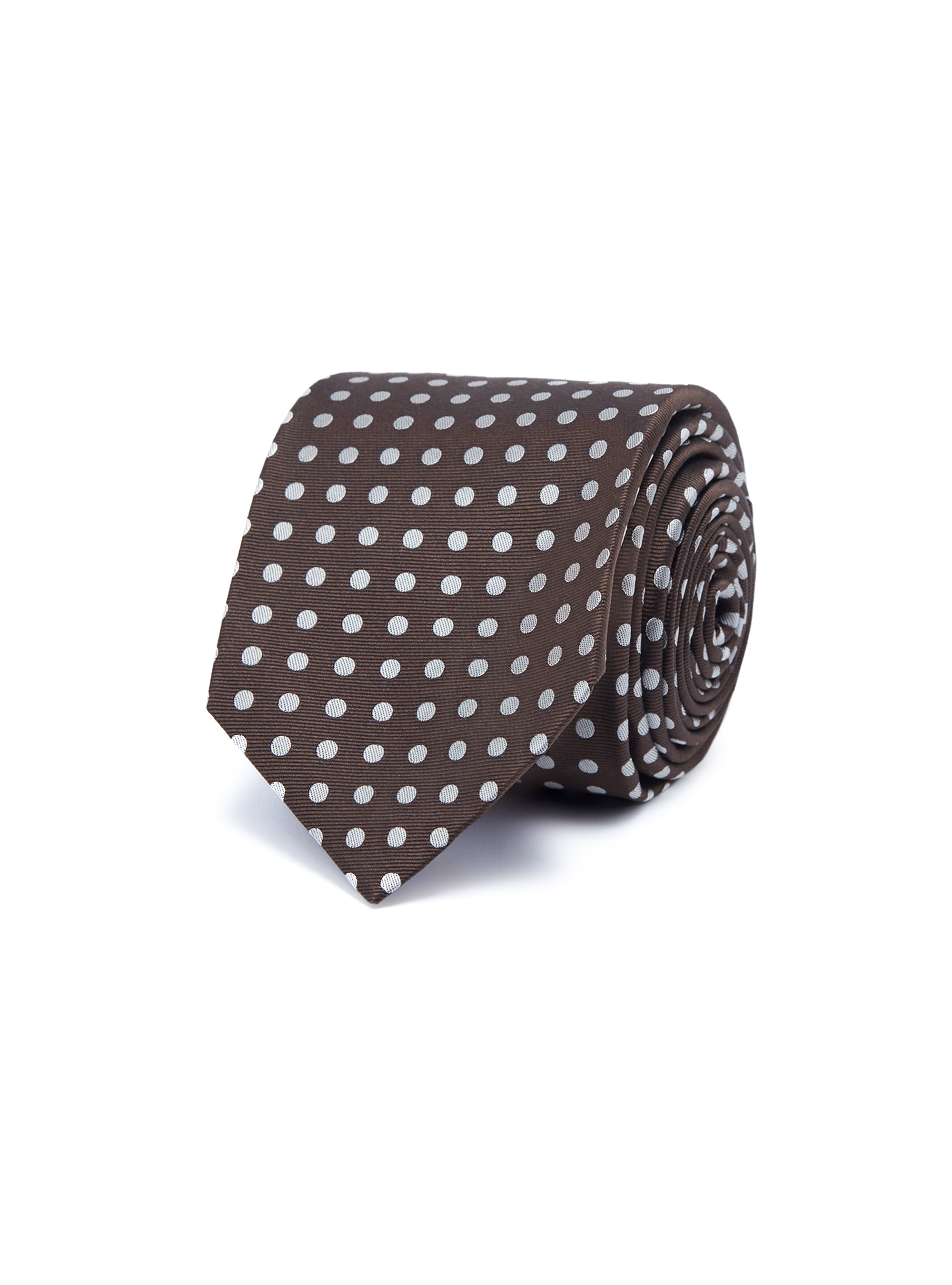 Jacquard silk polka dot tie, BROWN