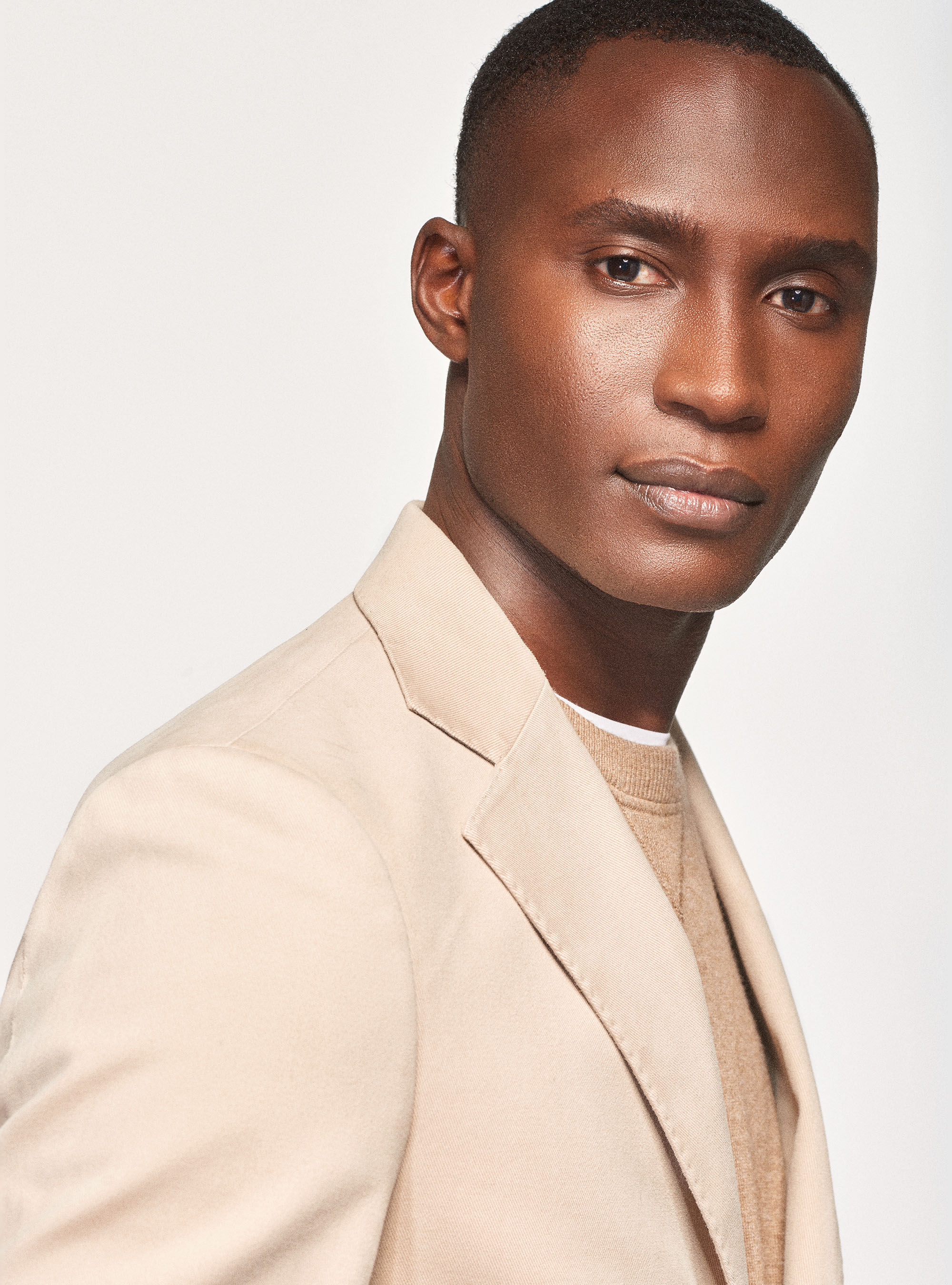 Giacca in cotone stretch smerigliato, ECRU