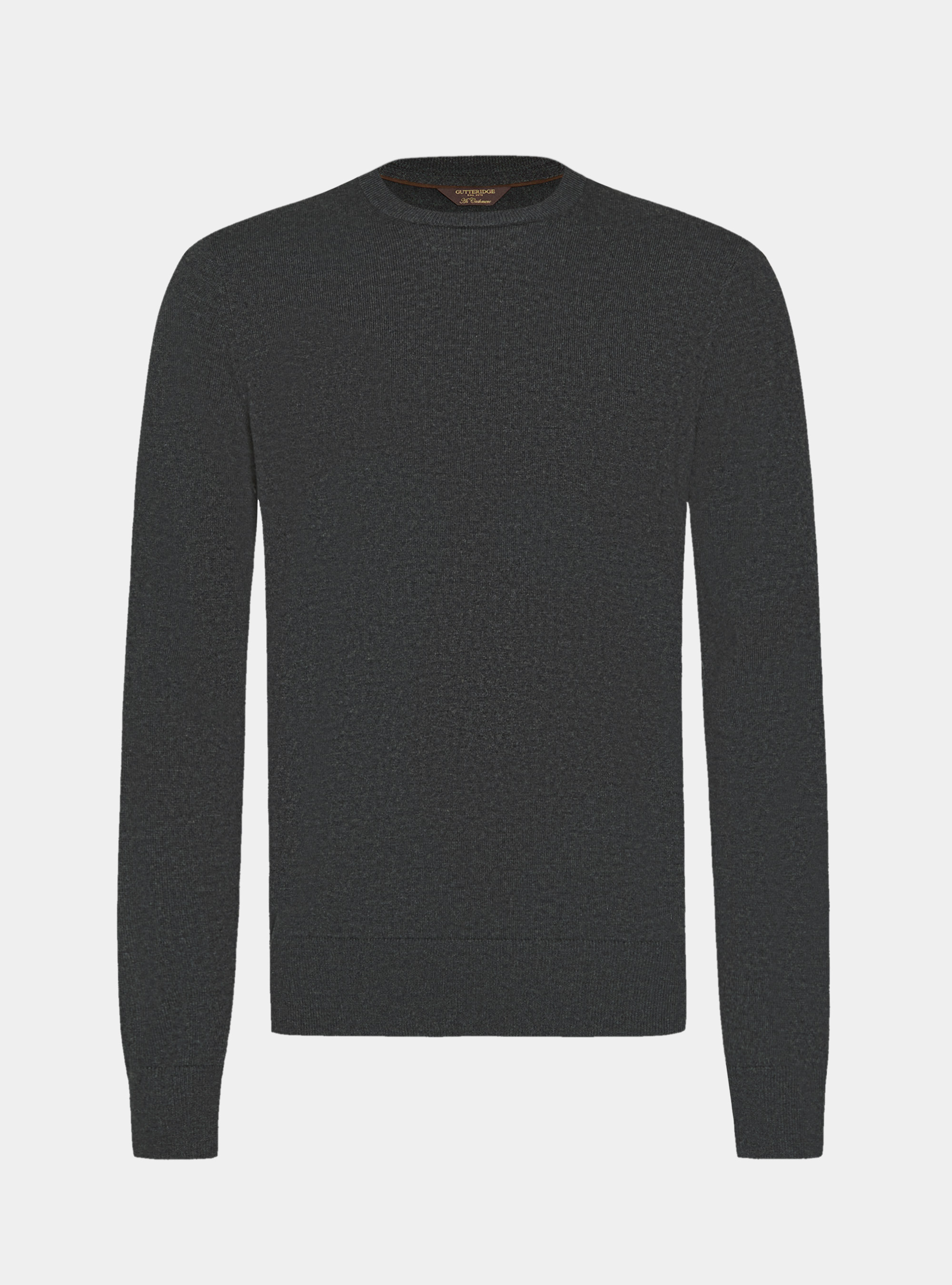 Tricot à col ras du cou en laine mélangée, ASPHALTE