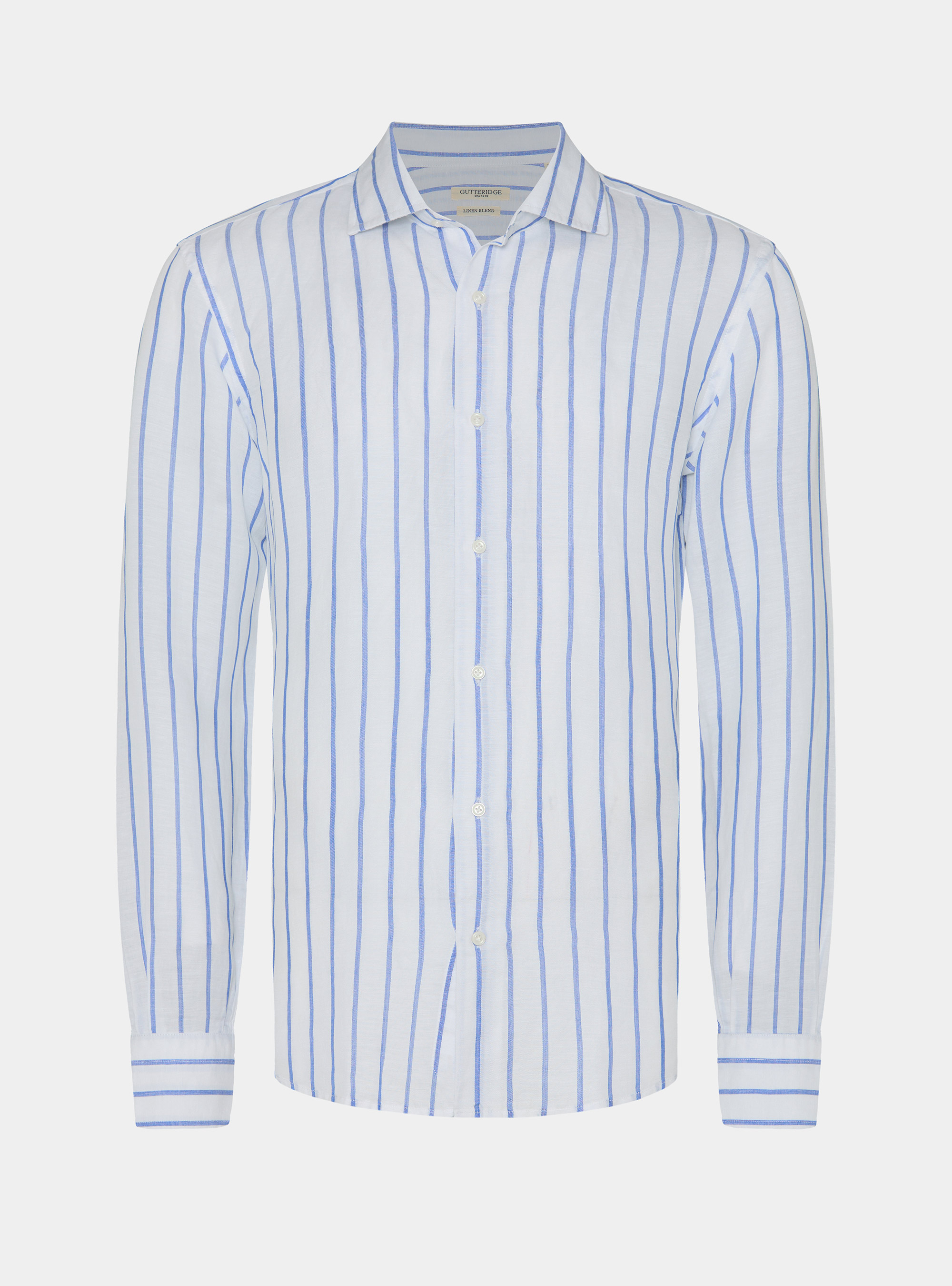 Linen blend striped shirt, BLUE