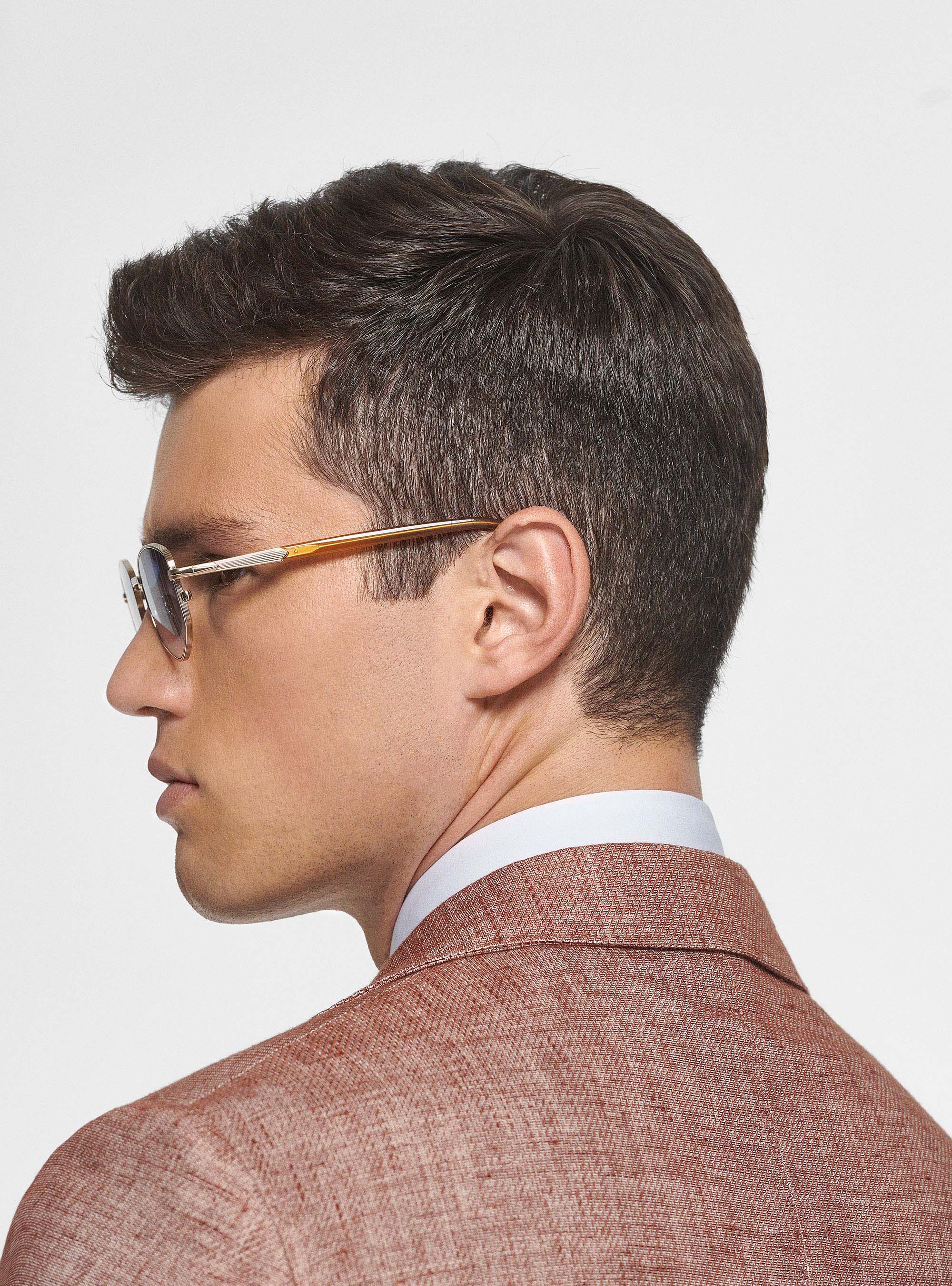 Linen and slub cotton blazer, TERRACOTTA