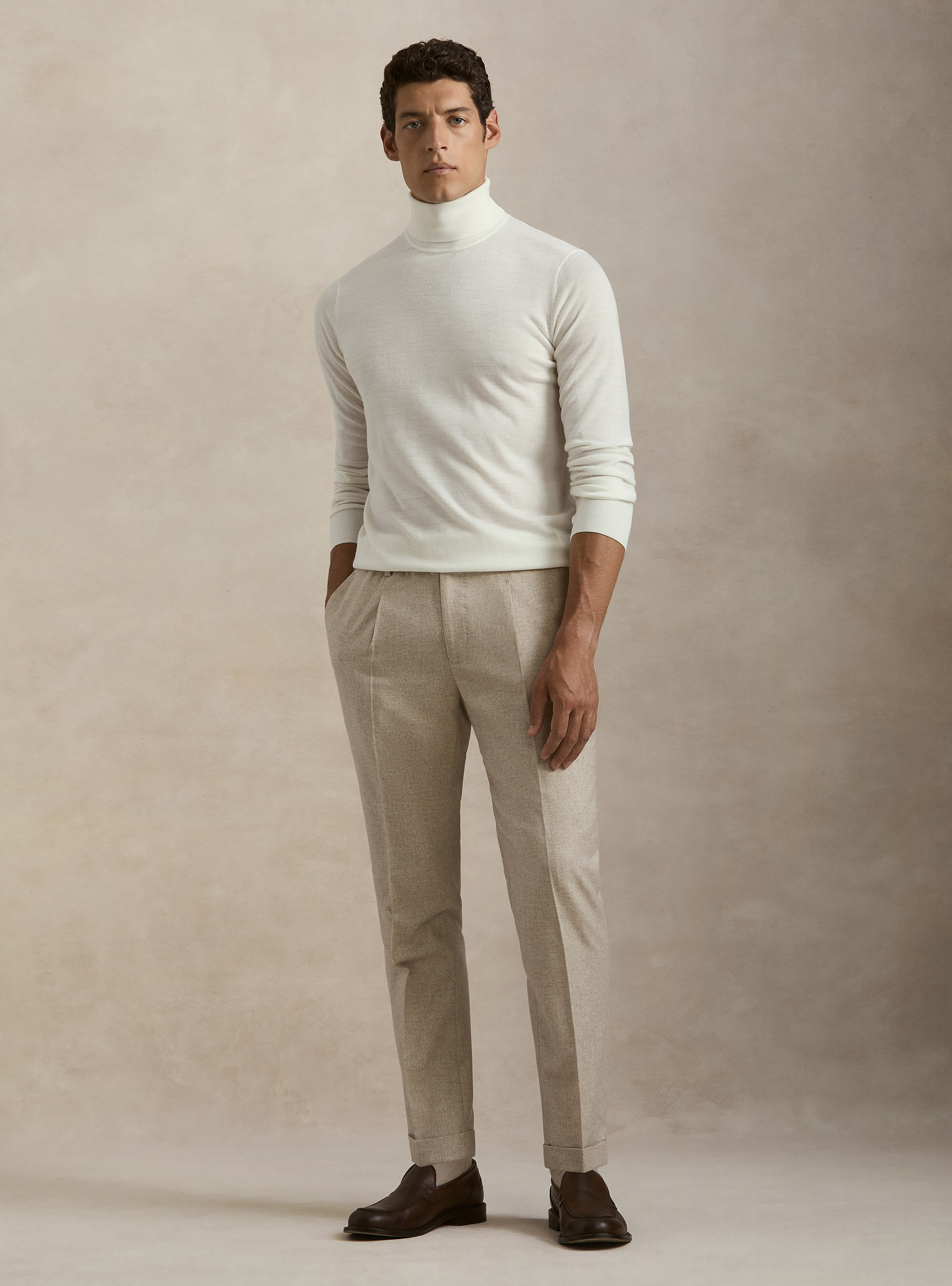 Dolcevita in pura lana merino extrafine, BIANCO