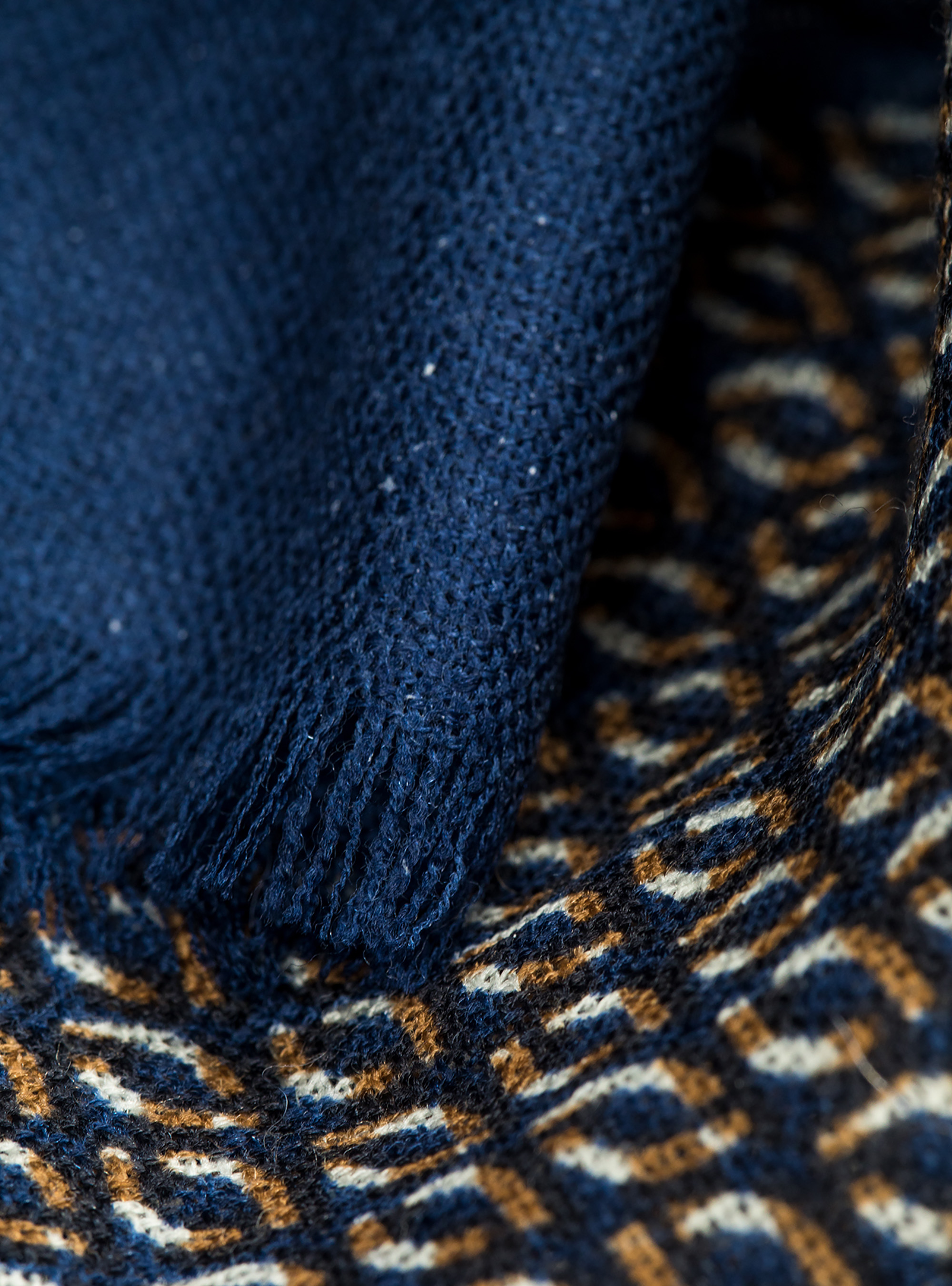 Sciarpa stampata 100% lana, BLUE