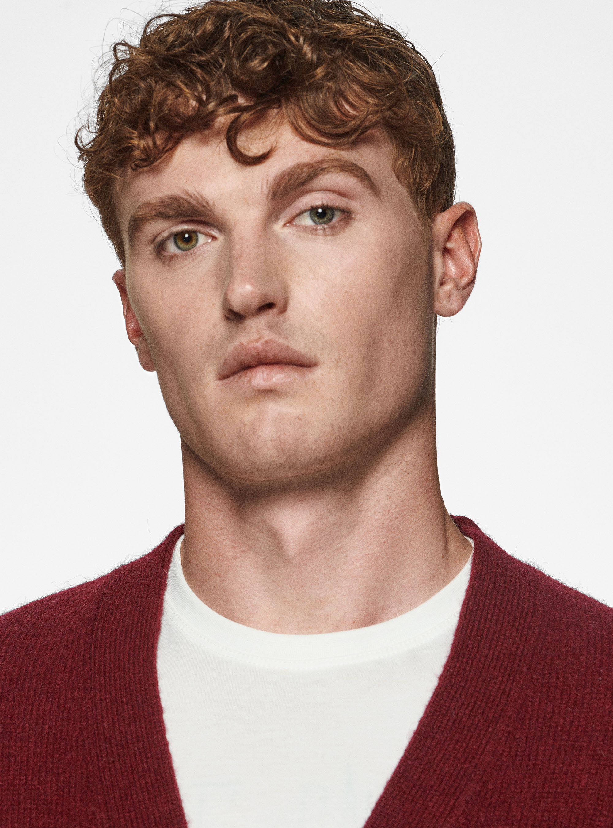 Cardigan in maglia in lana shetland, BORDEAUX