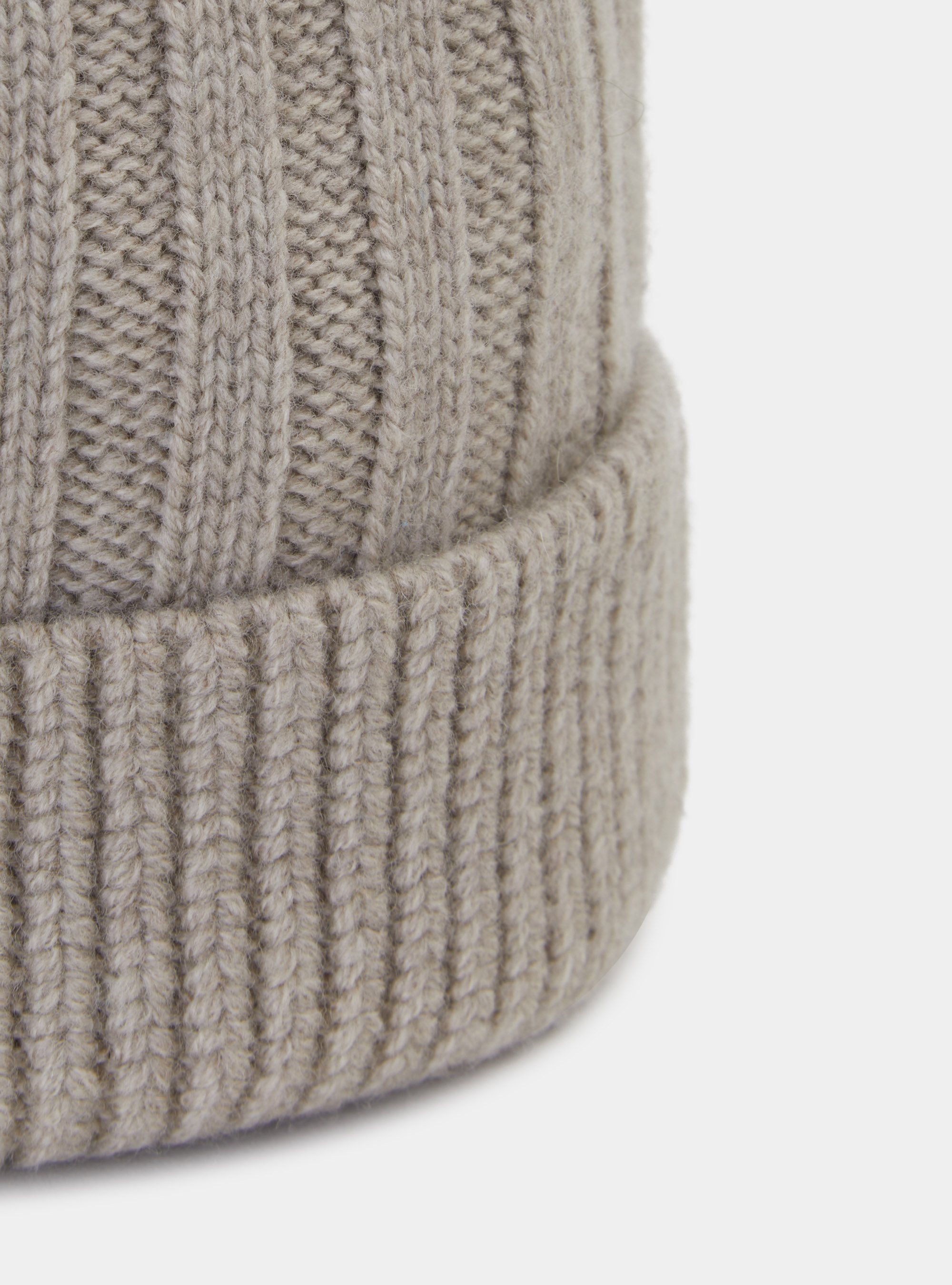 English rib hat in pure wool and cashmere, ECRU