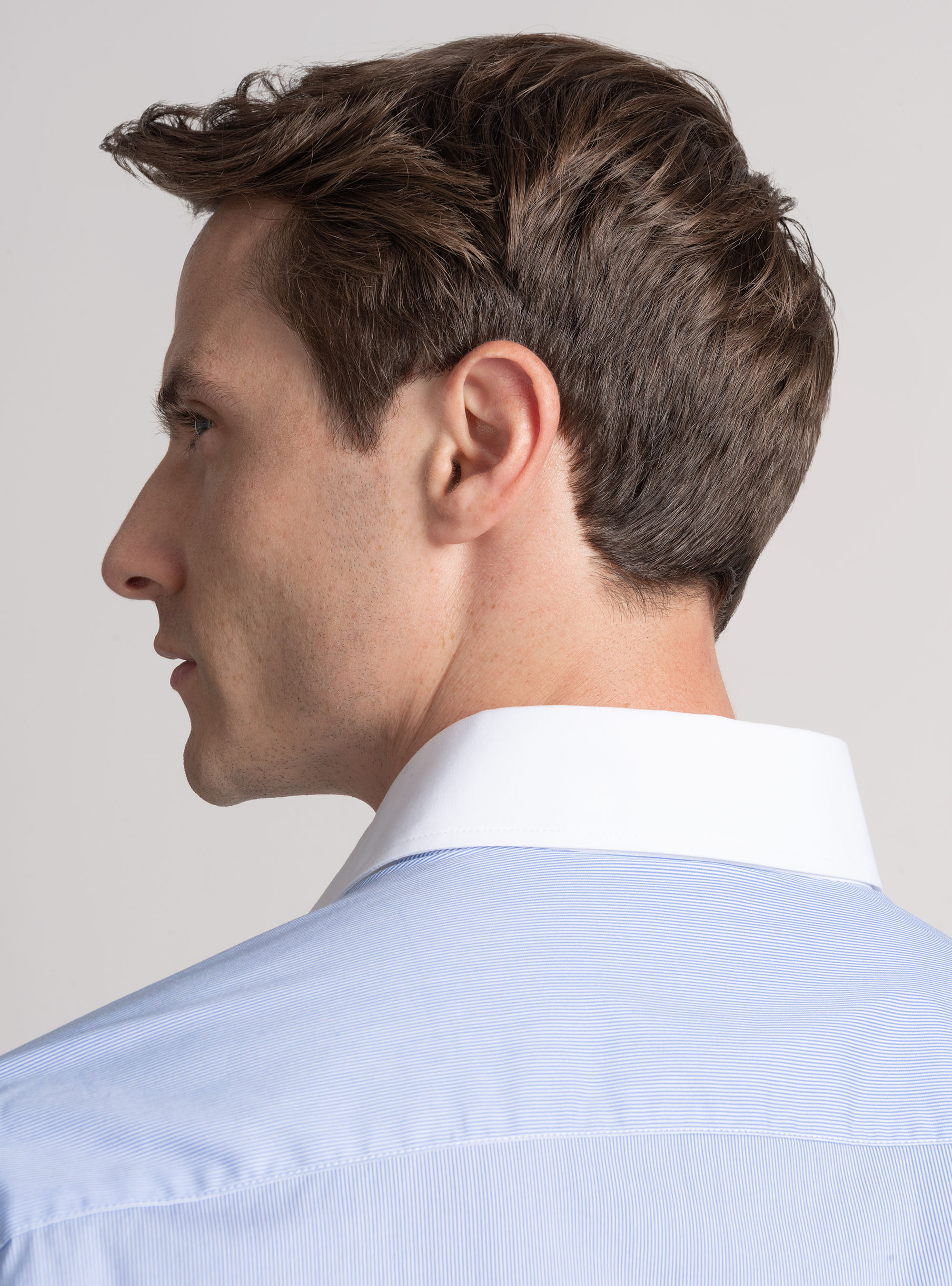 Stretch poplin striped shirt with contrasts, LIGHT BLUE