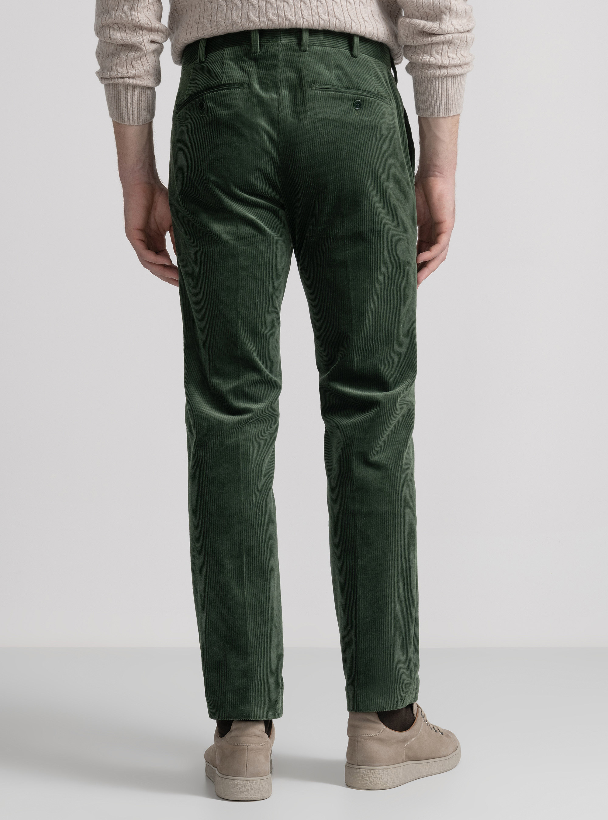 Pantalón de terciopelo elástico Duca Visconti di Modrone, VERDE