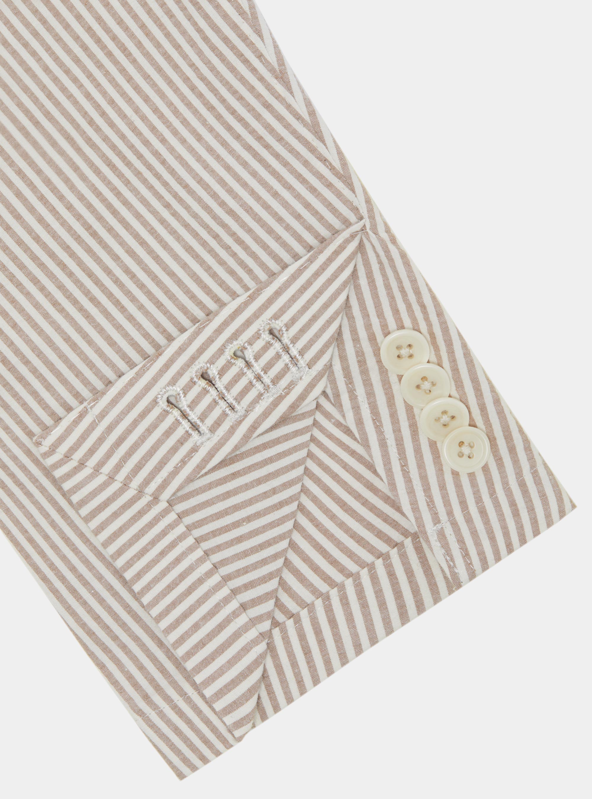 Giacca rigata in cotone seersucker, SABBIA