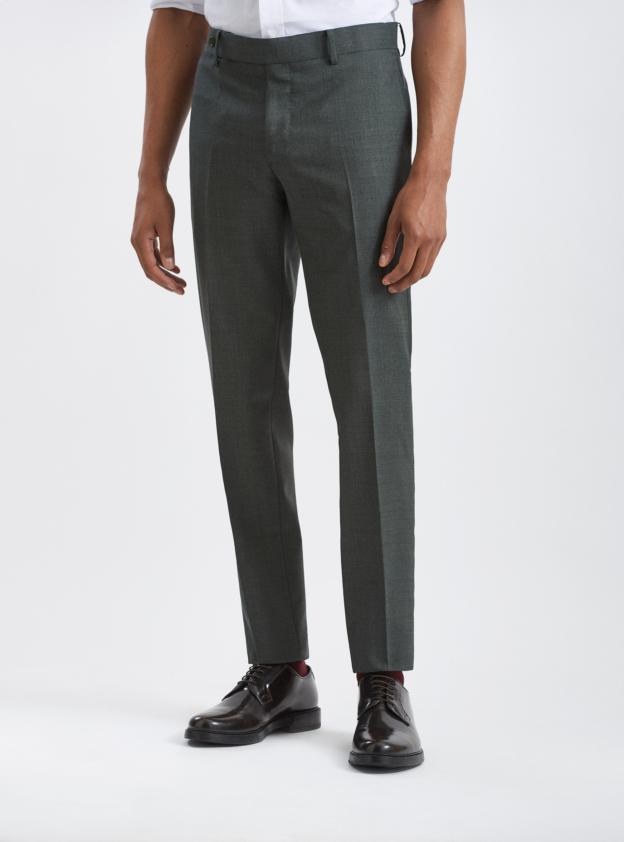 Pantaloni per abito in pura lana tessuti Vitale Barberis Canonico, VERDE