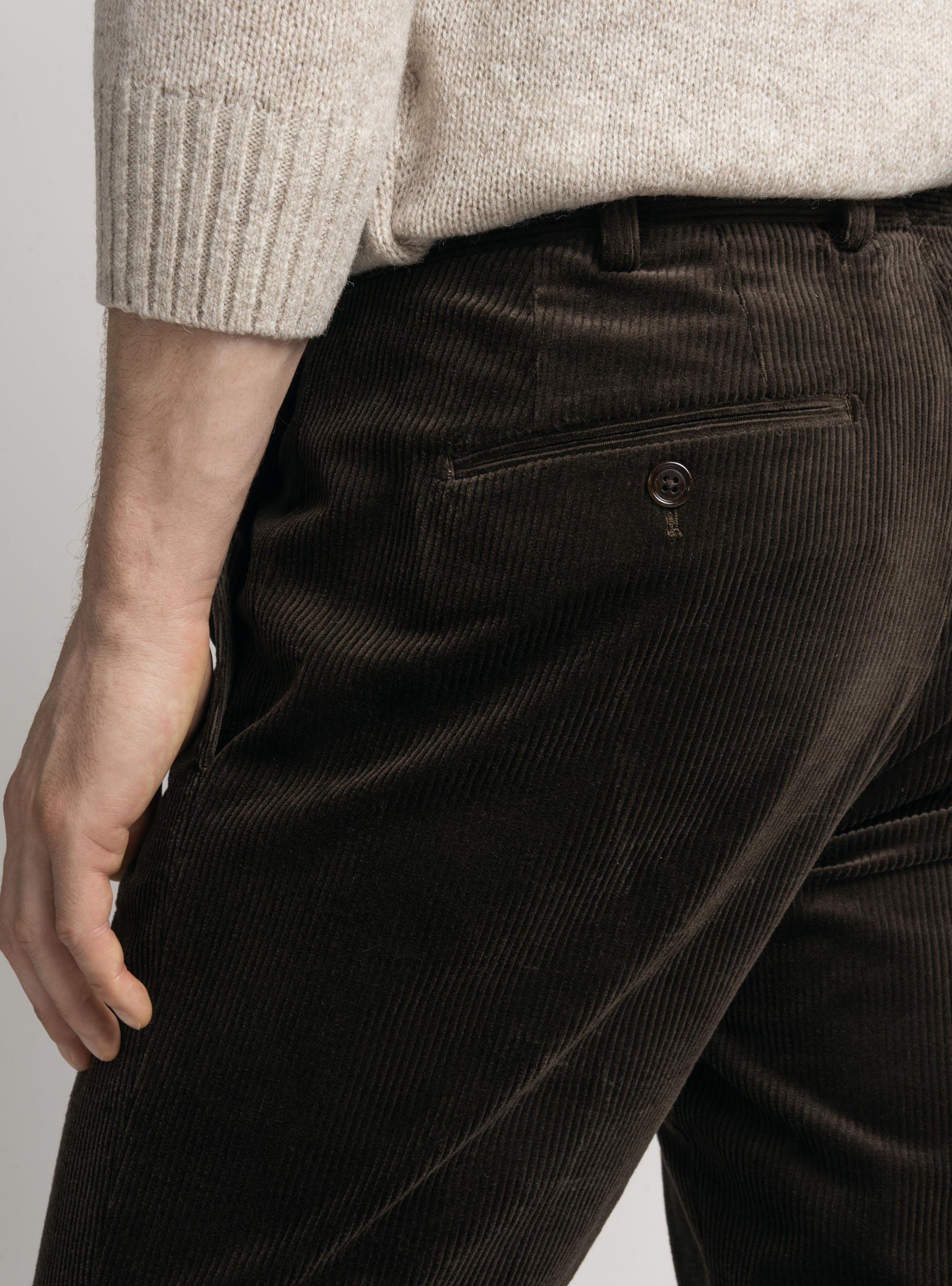 Duca Visconti di Modrone Stretch-Hose aus Samt, MARRONE 0507C