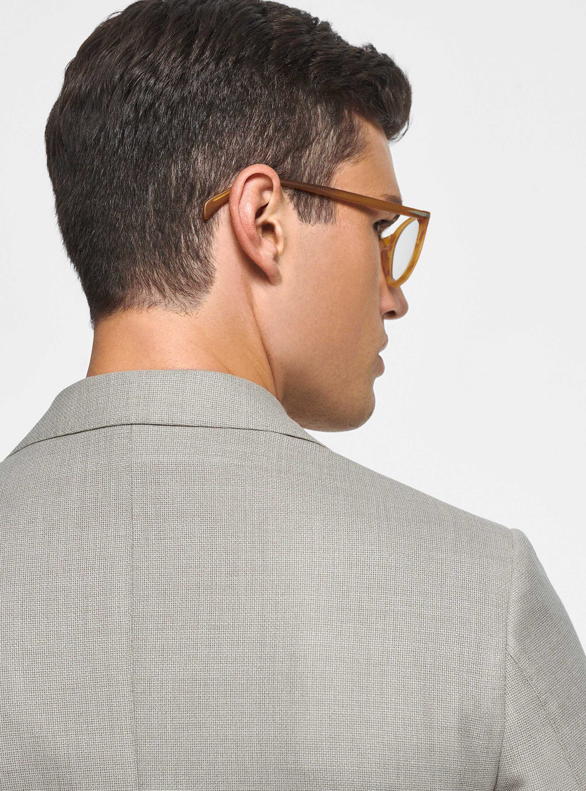 Giacca in pura lana hopsack, ECRU