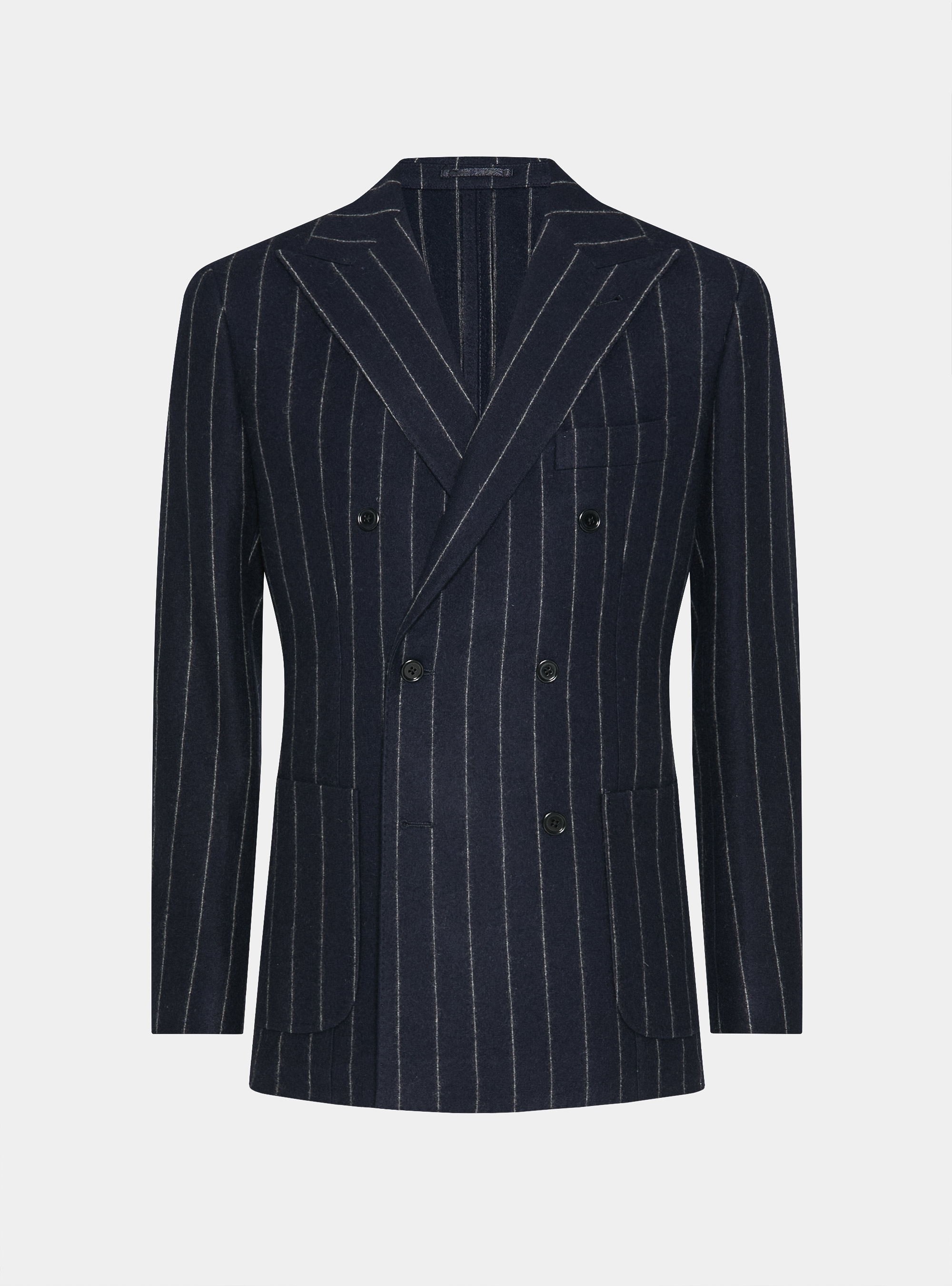 Veste de costume à double boutonnage en jersey à rayures, BLEU MARINE