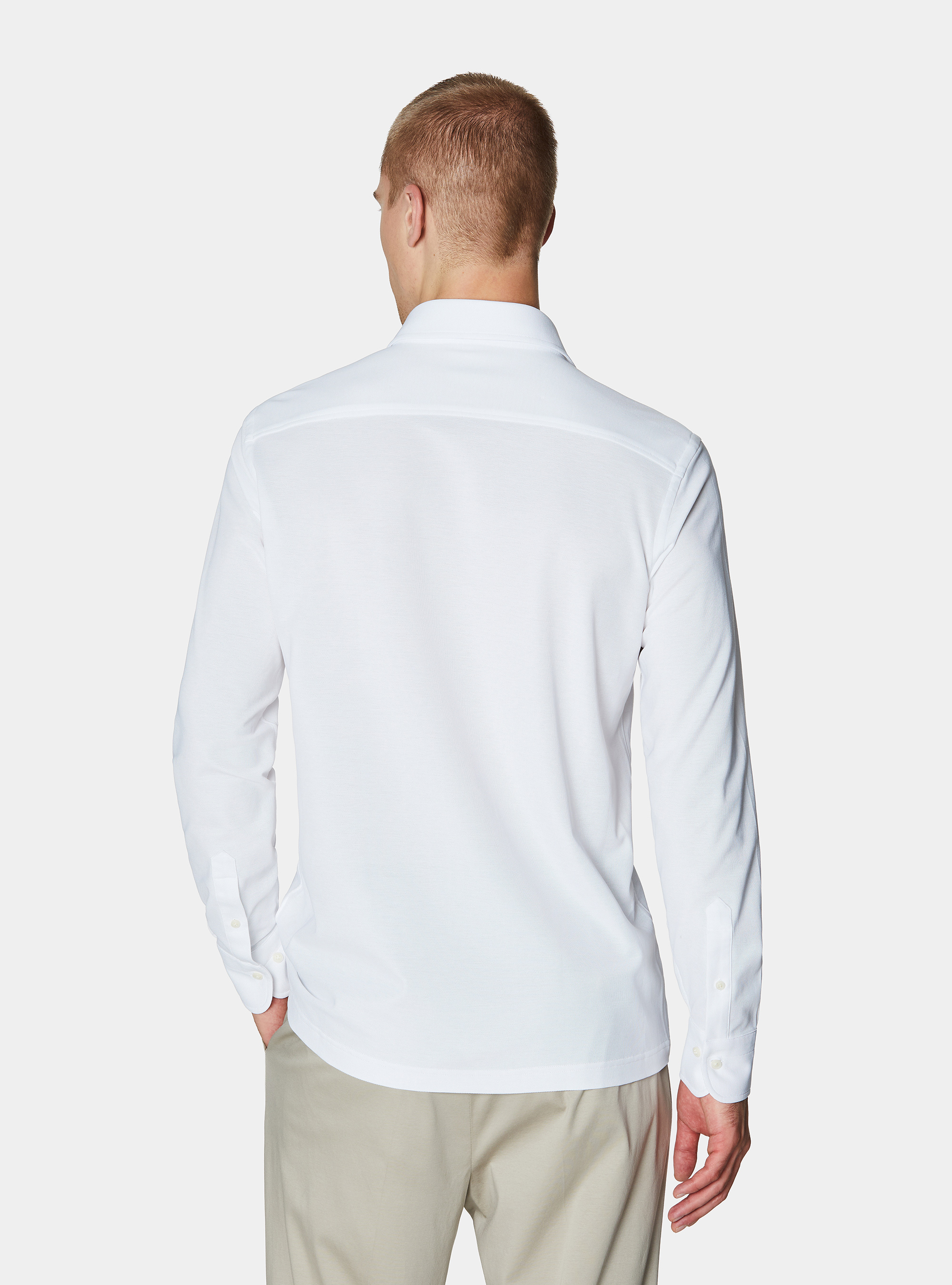 GT01 pique cotton blend polo shirt, WHITE