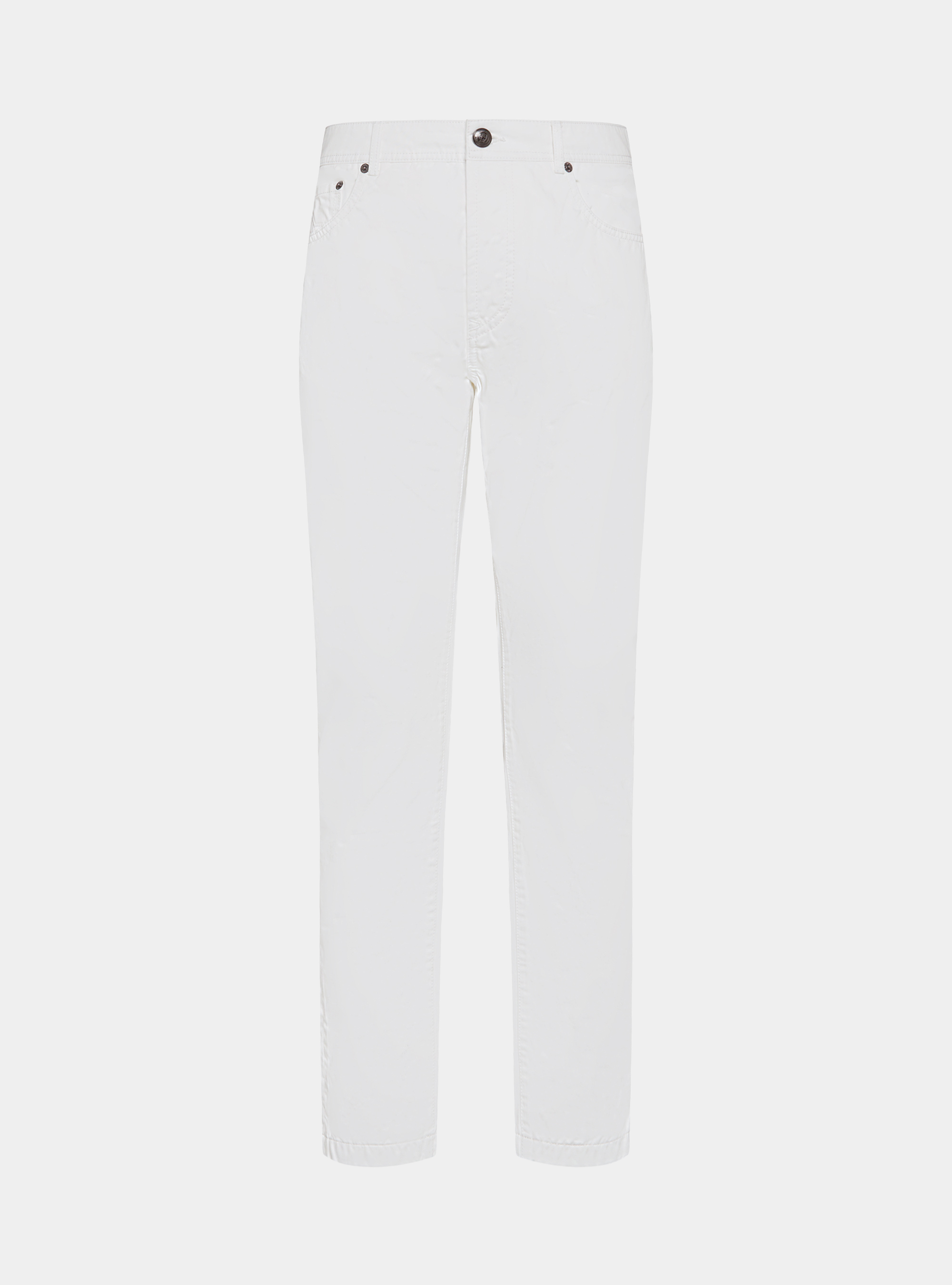 Pantaloni 5 tasche in twill di cotone, BIANCO
