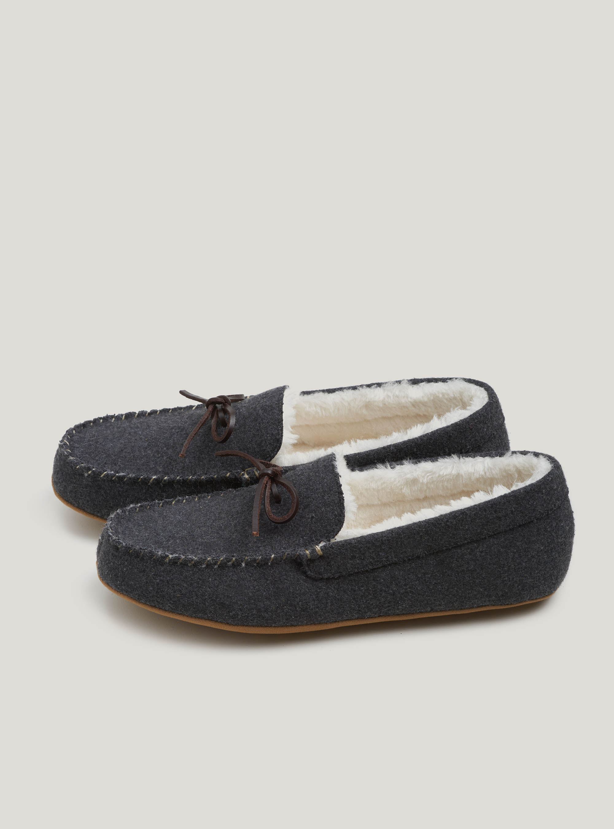 Pantofole in flanella tinta unita, GRIGIO CHIARO