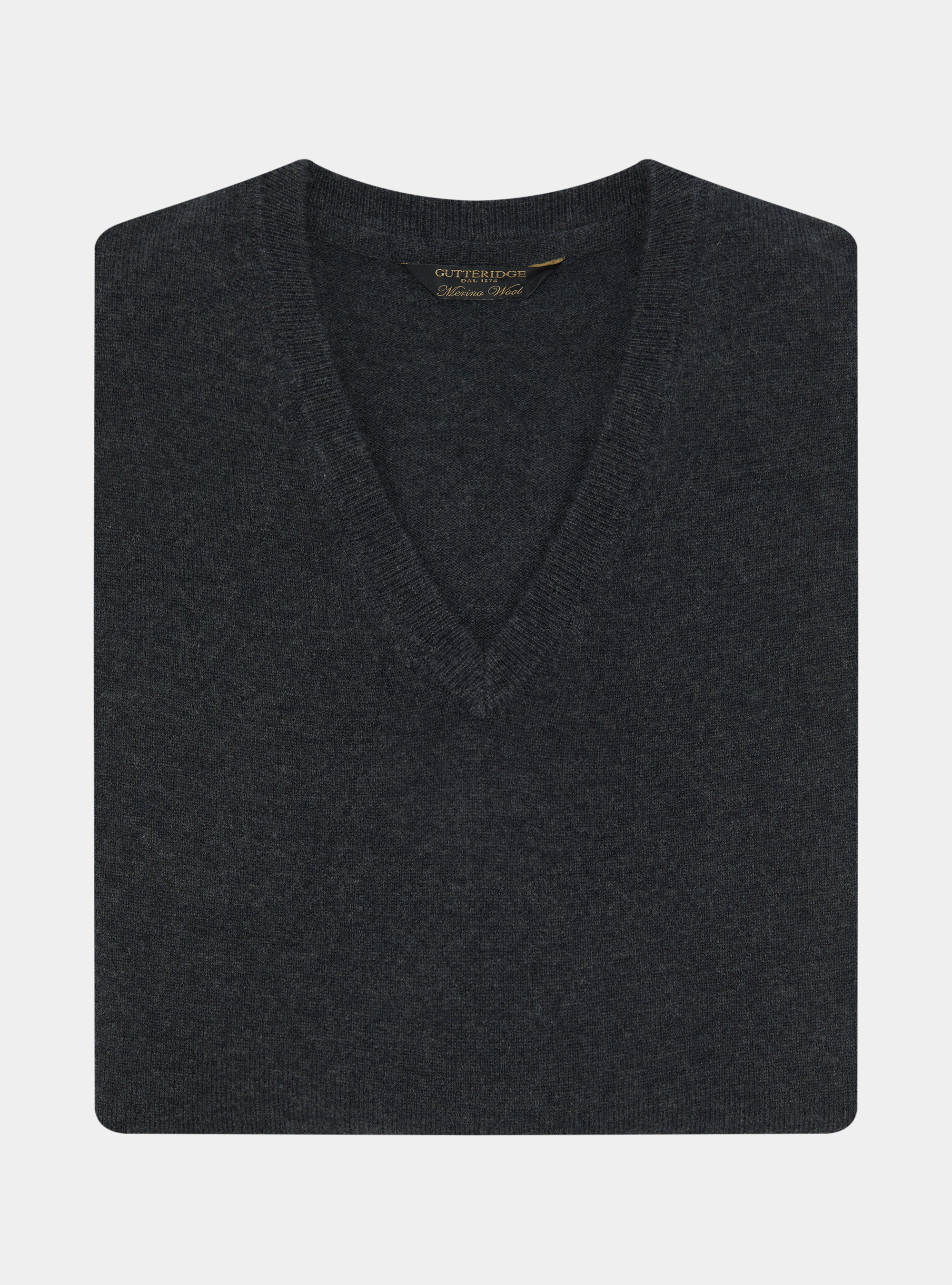 Merino wool V-neck sweater, ASPHALT GREY