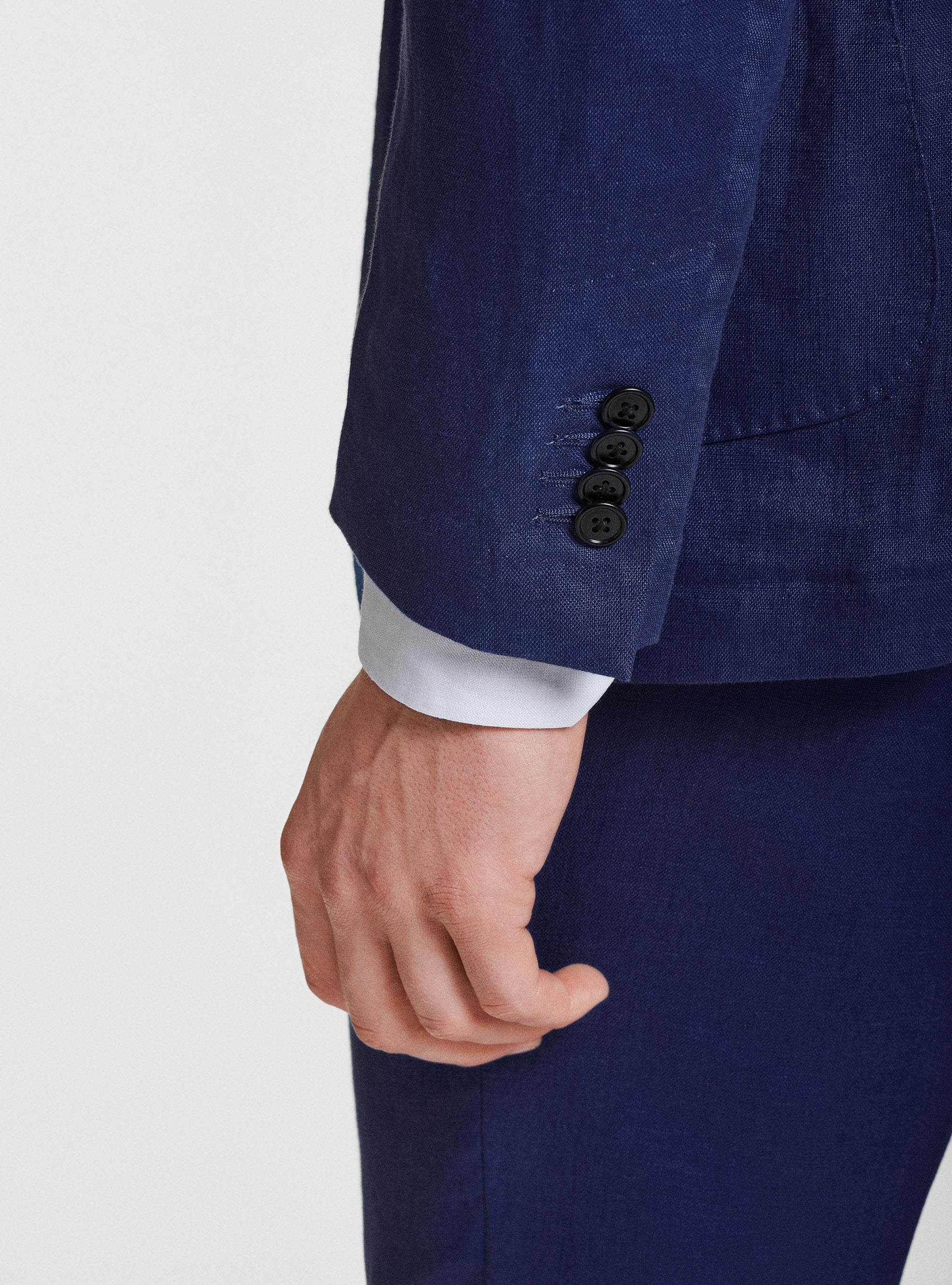 Pure linen suit blazer, BLUE