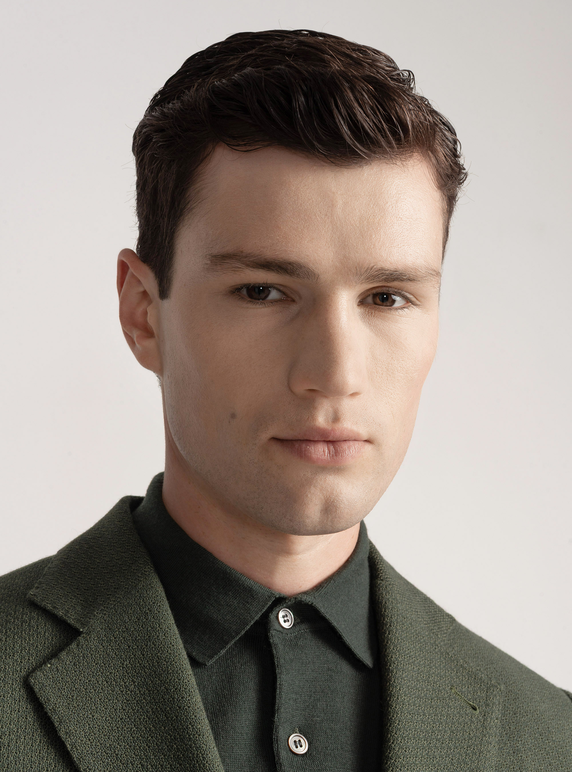 Giacca giro inglese in lana e cotone, VERDE