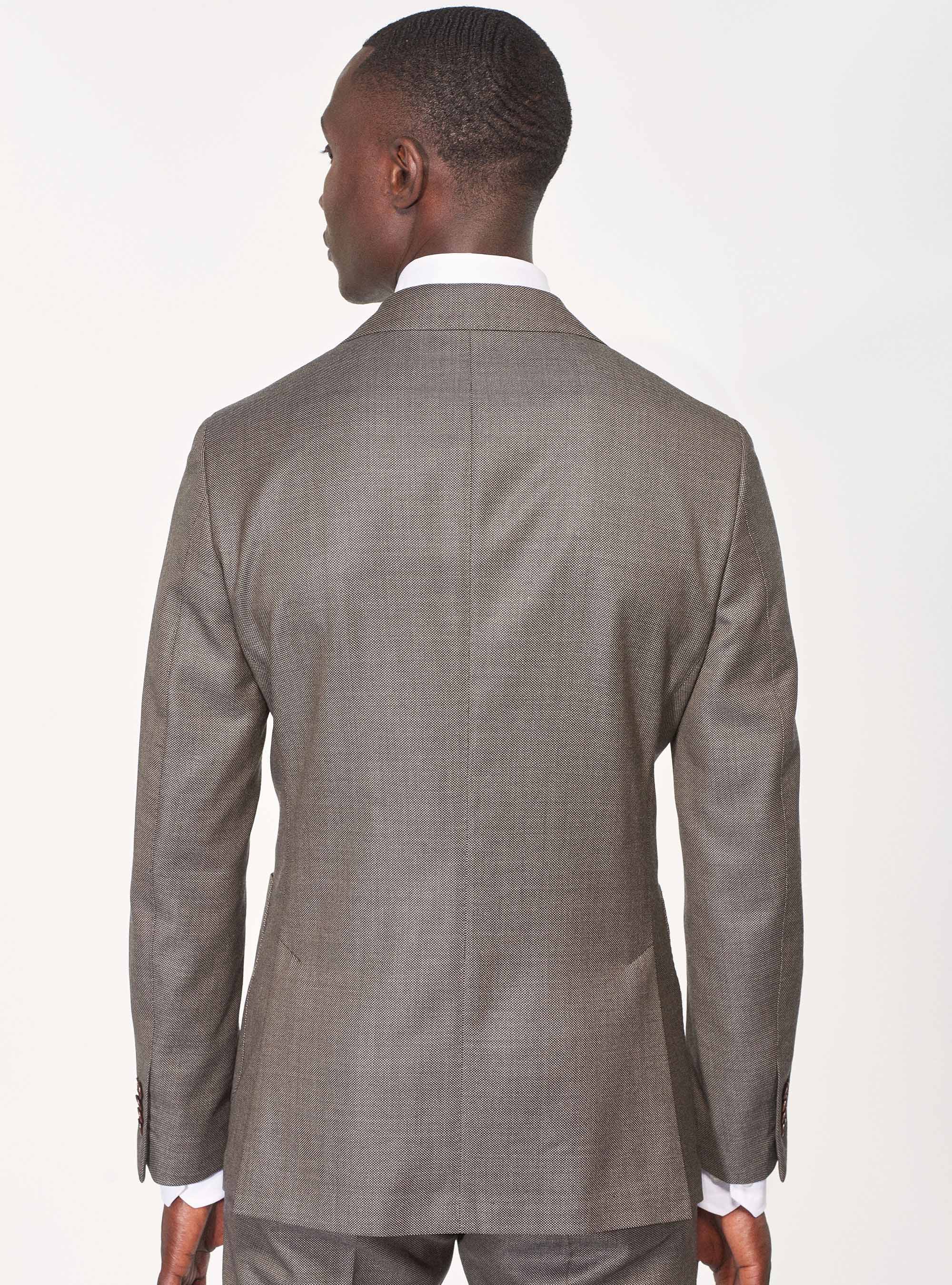 Giacca per abito in lana occhio di pernice superfine 110's Vitale Barberis Canonico, MARRONE