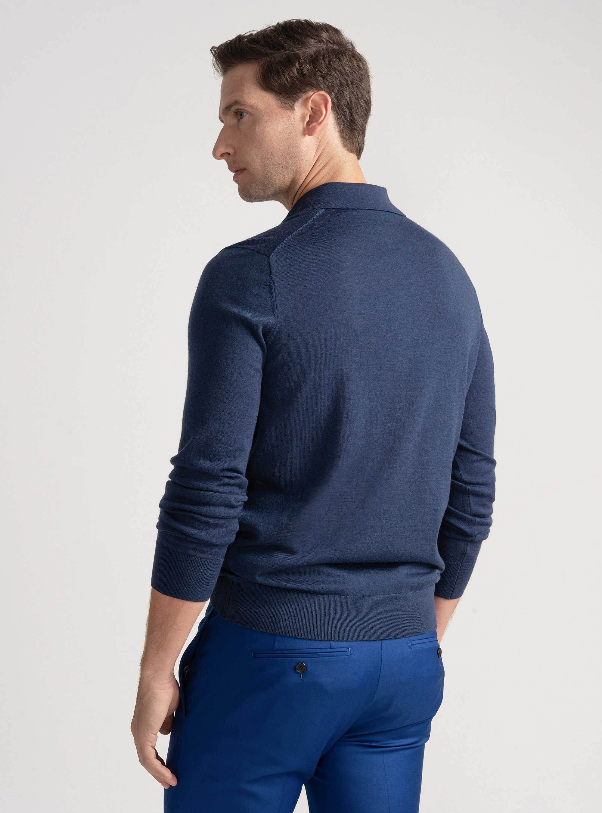 Polo de lana merina extrafina, AZUL TINTA
