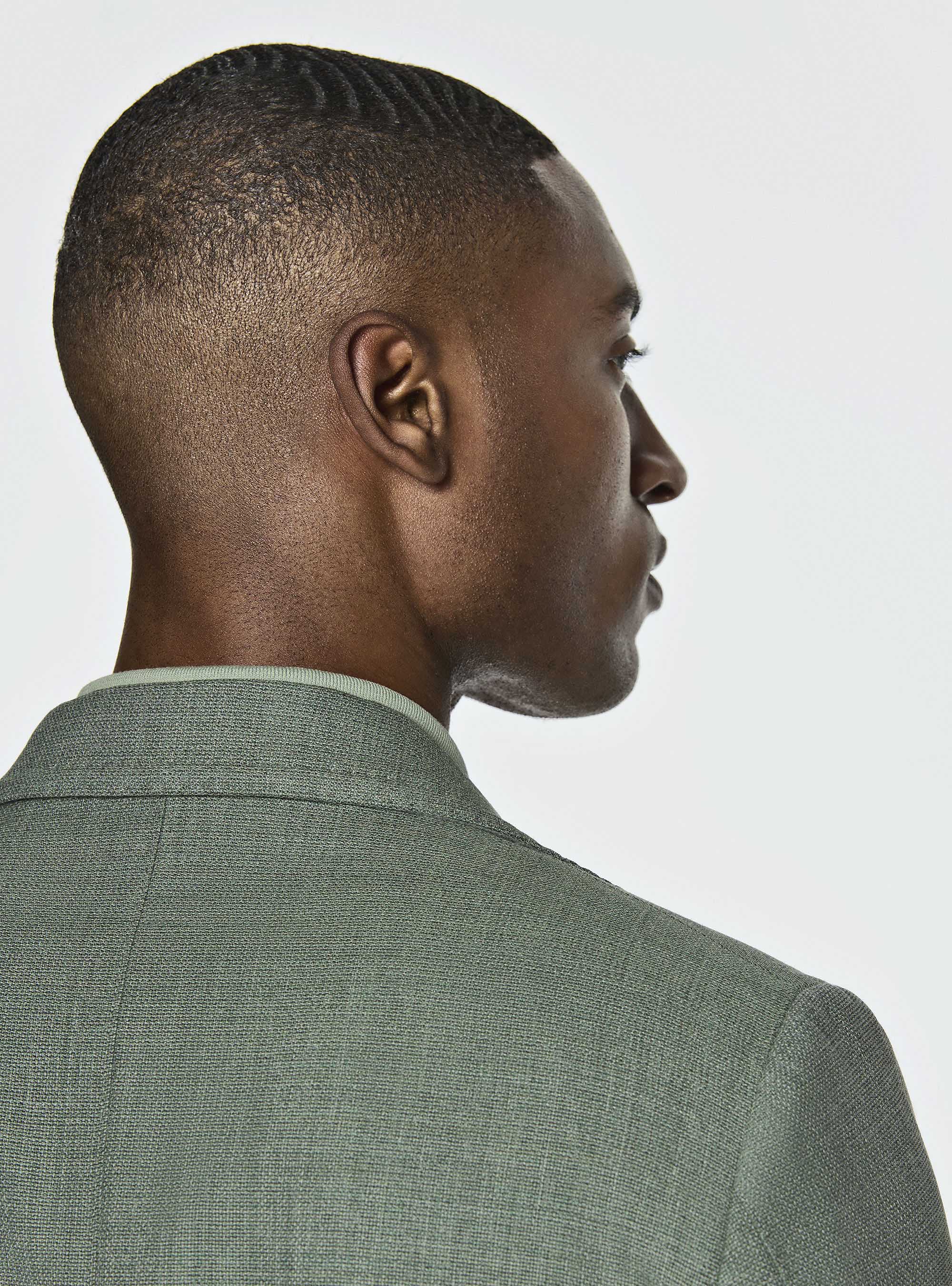 Micro-textured pure wool blazer, SALVIA 0602C