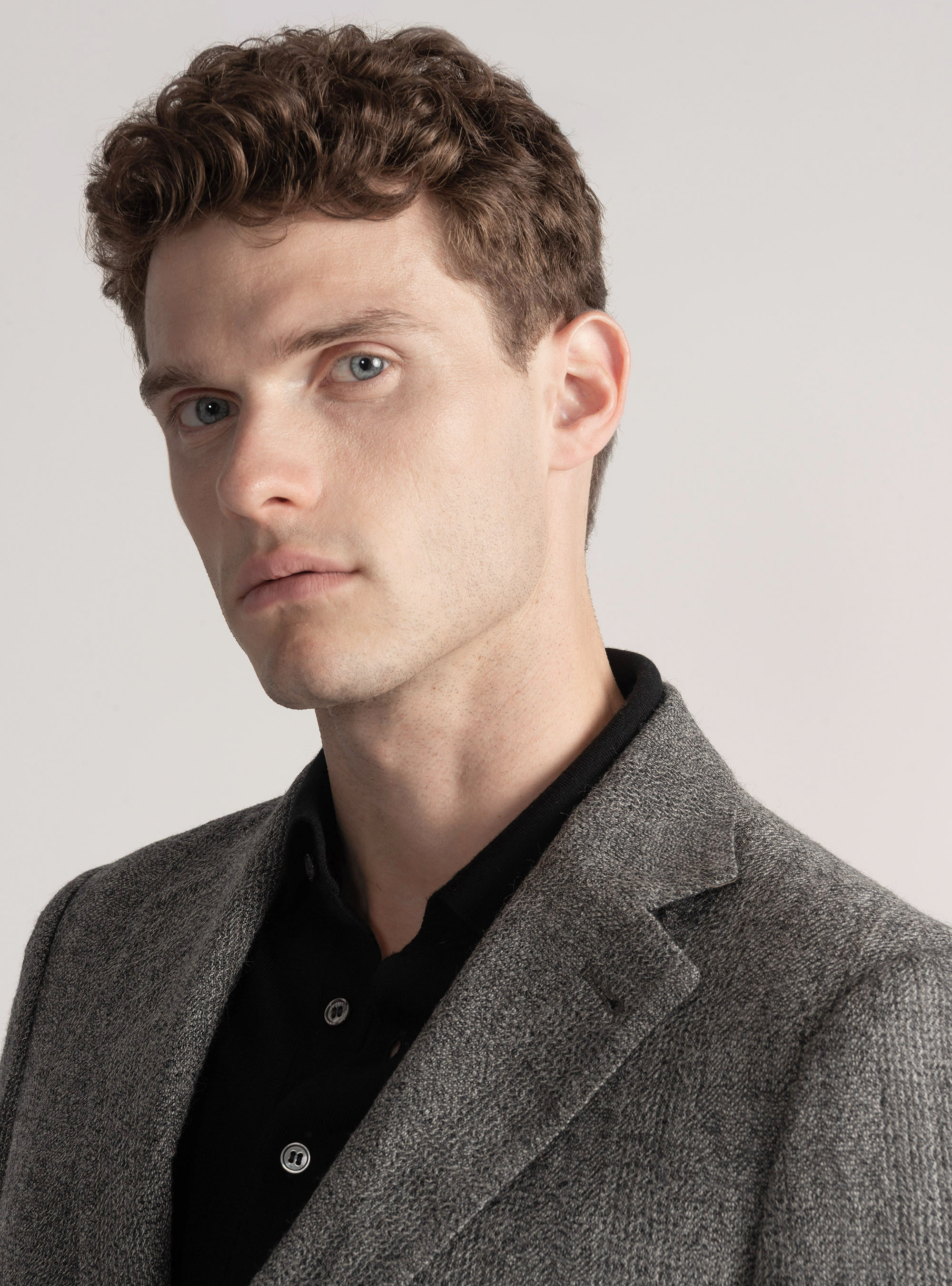 Americana de lana pura con estampado Príncipe de Gales, GRIS MARENGO