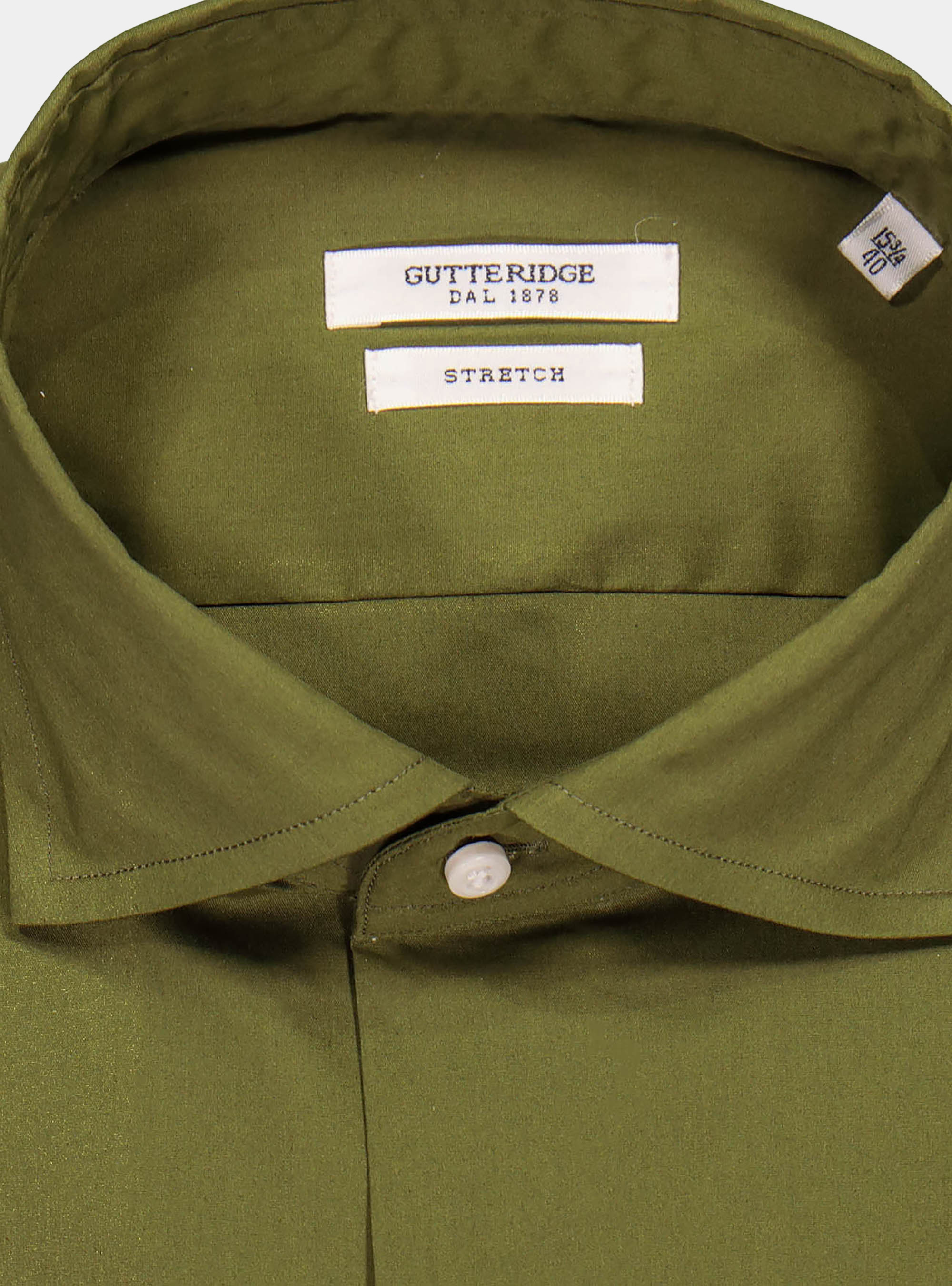 Camicia in cotone stretch, OLIVA