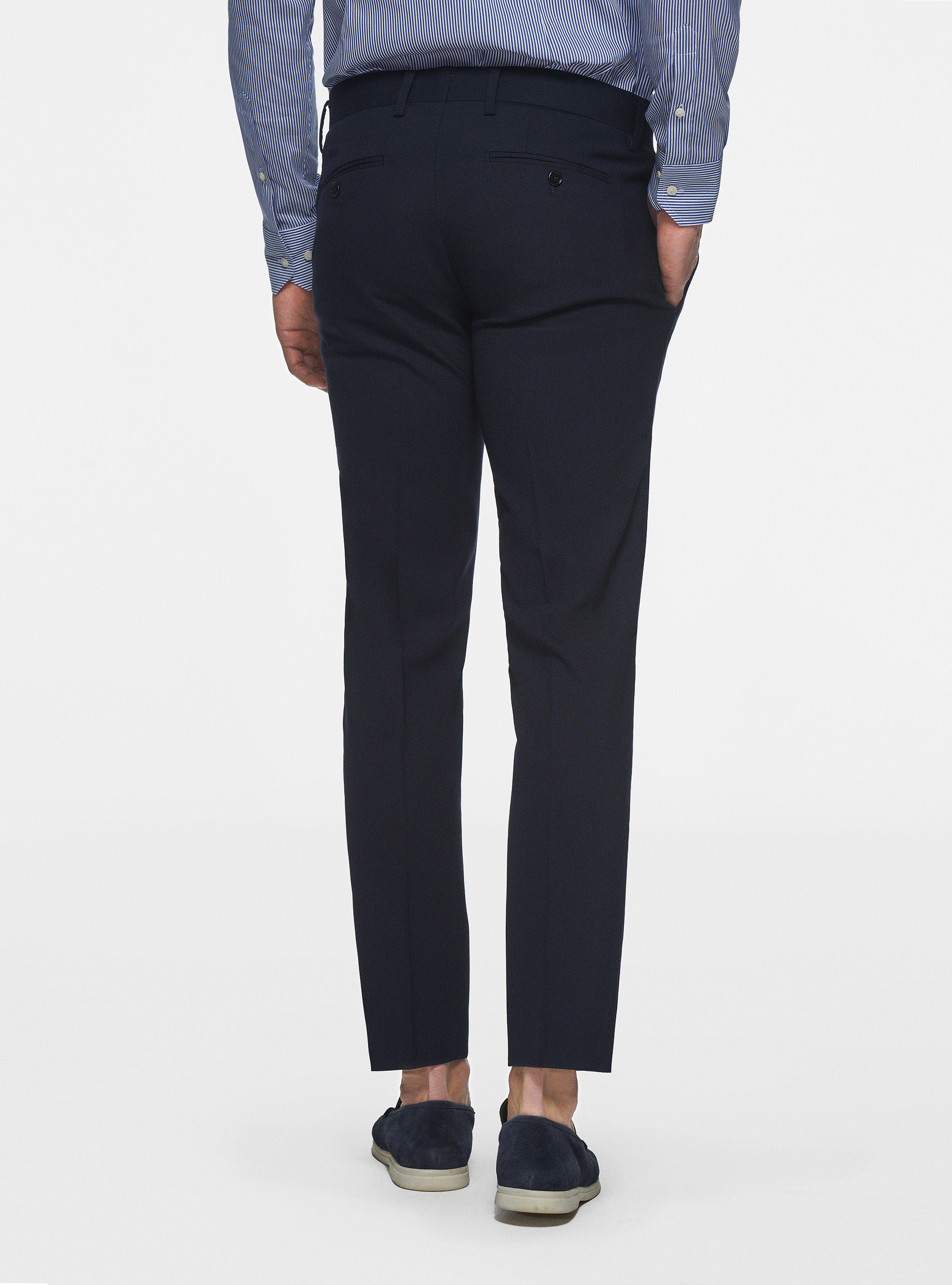Pantaloni in pura lana superfine 120, BLU NAVY