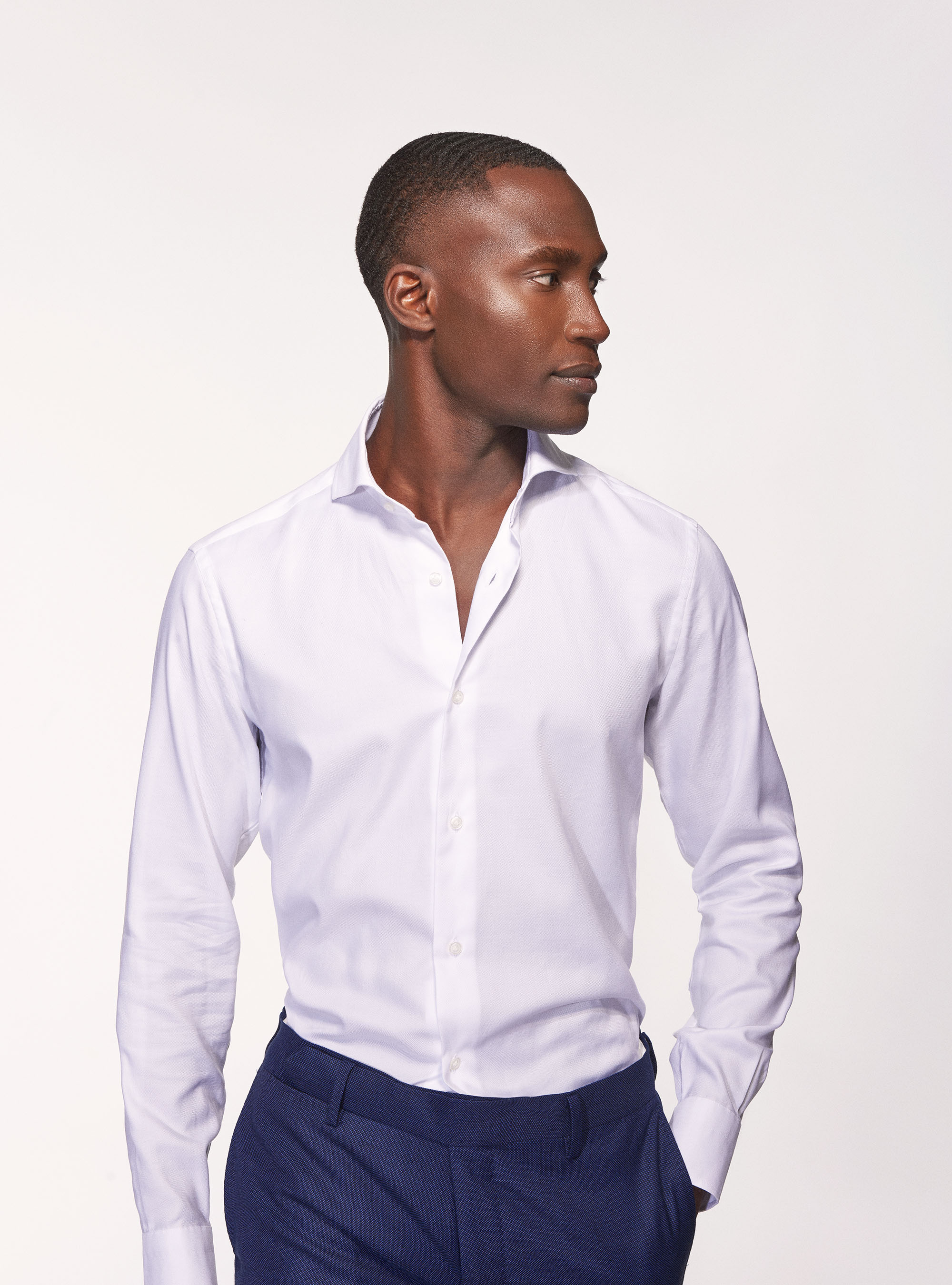 Camisa slim fit de piqué de algodón elástico Gutteridge de hombre de color Azul Hombre Ropa de Camisas de Camisas informales de botones 