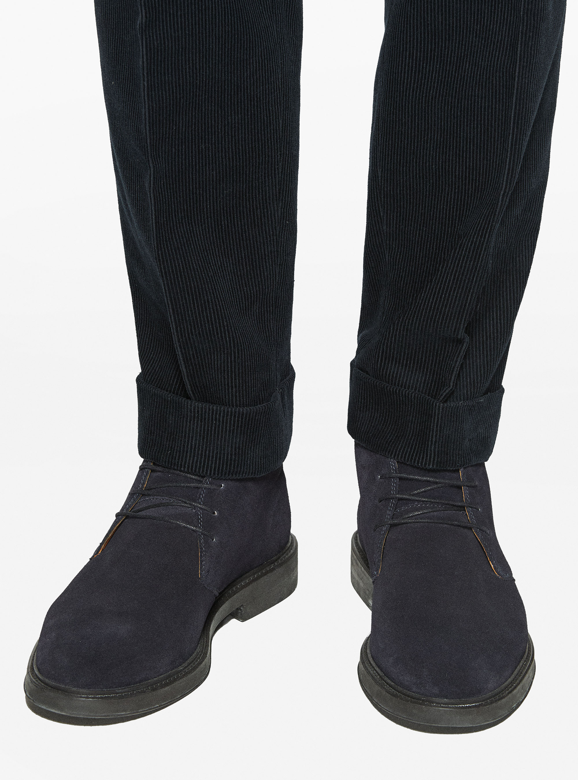 Corduroy trousers with elasticated waistband, NAVY BLUE