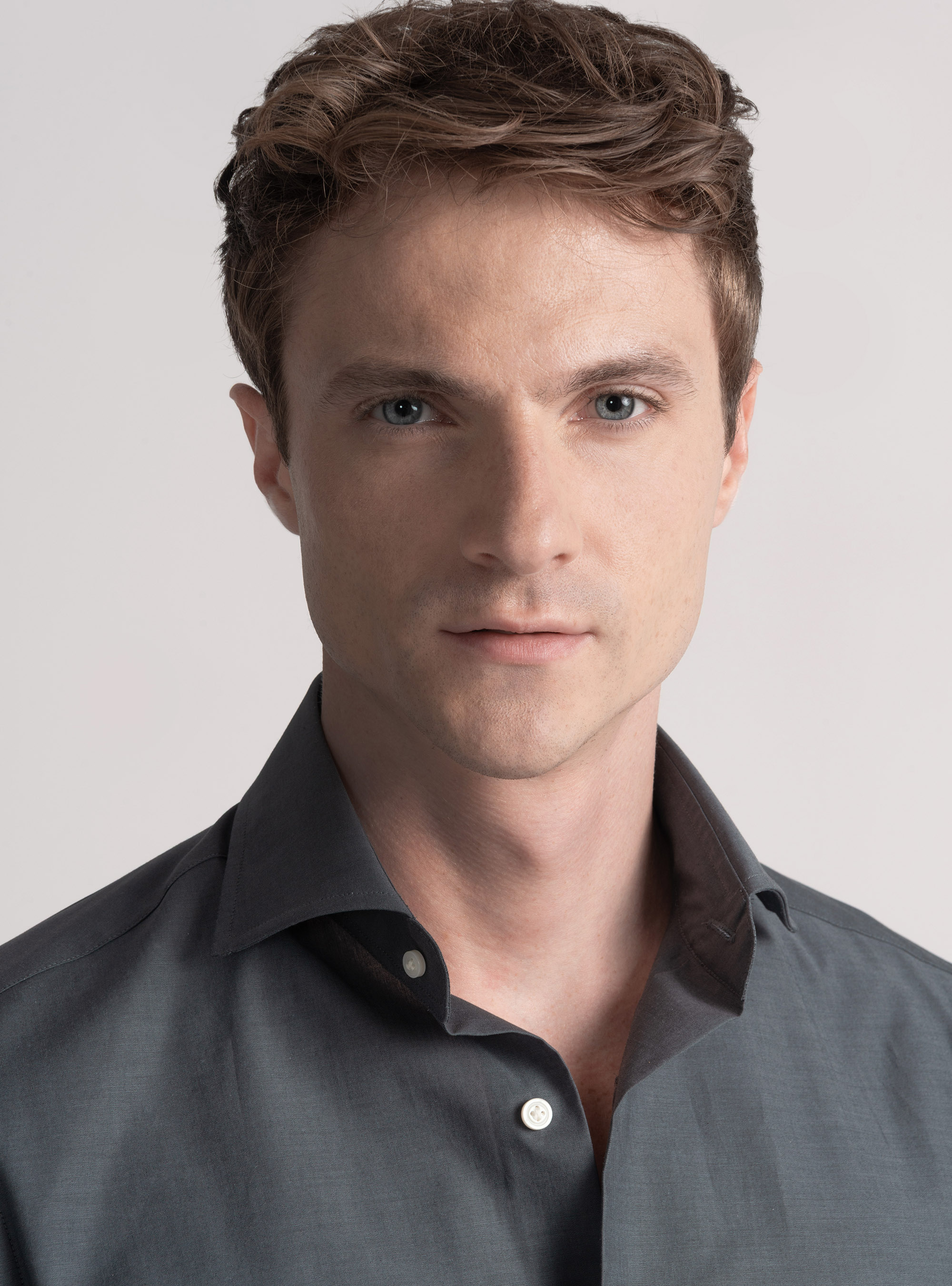 Cotton poplin stretch shirt, GREY