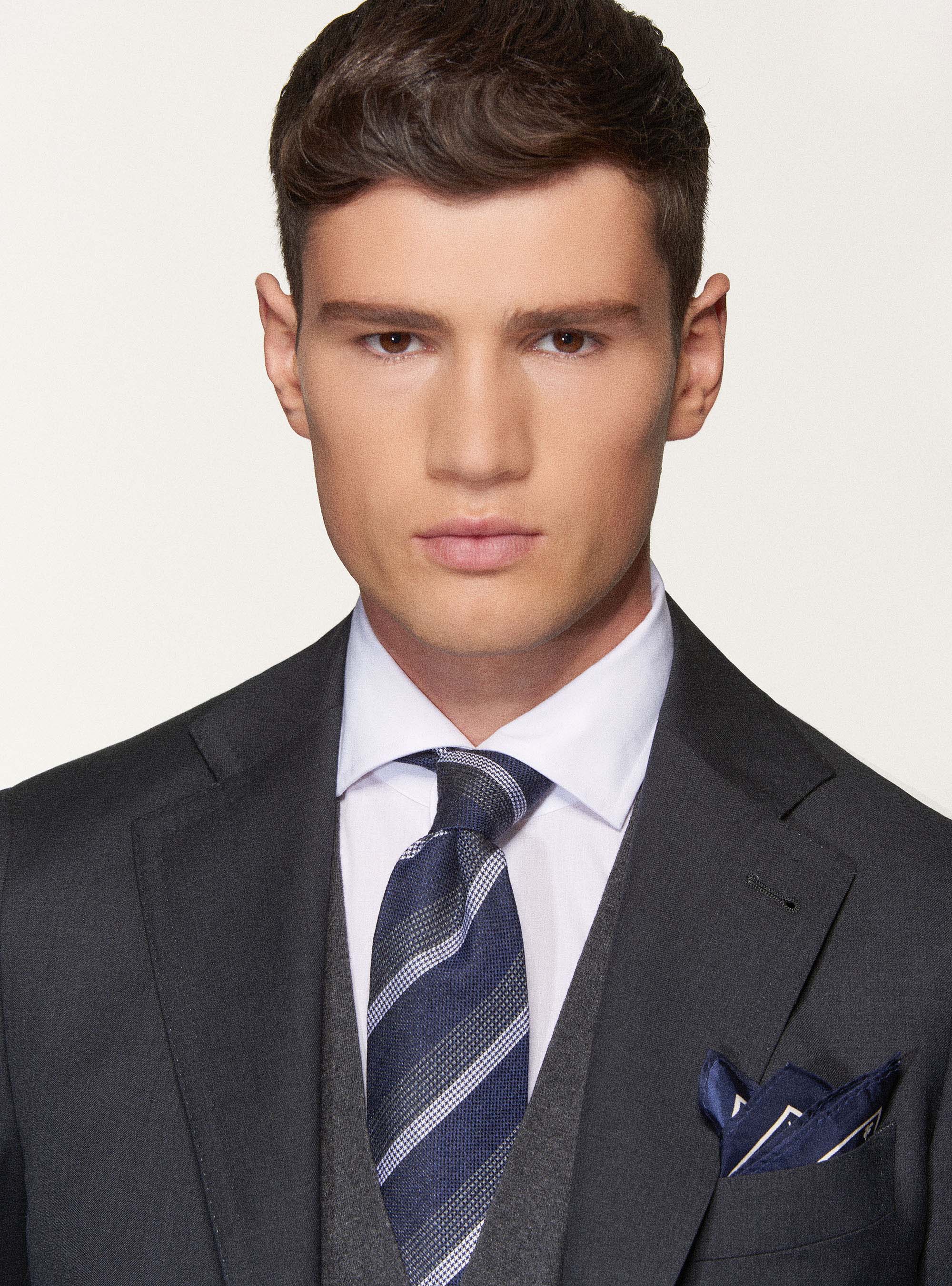 Giacca per abito in pura lana superfine 120's, ASFALTO