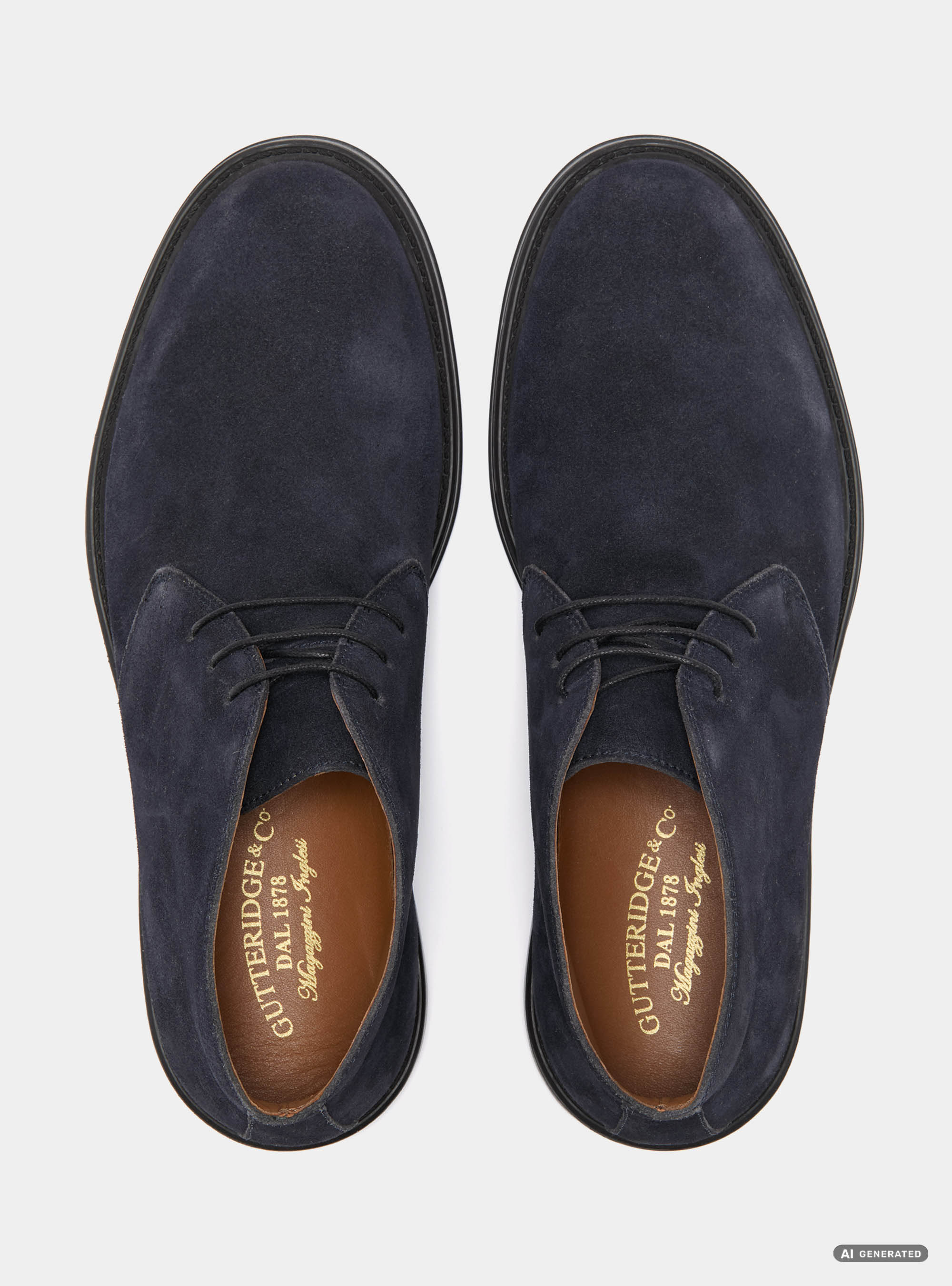 Polacchino in suede con suola in gomma, NAVY BLUE