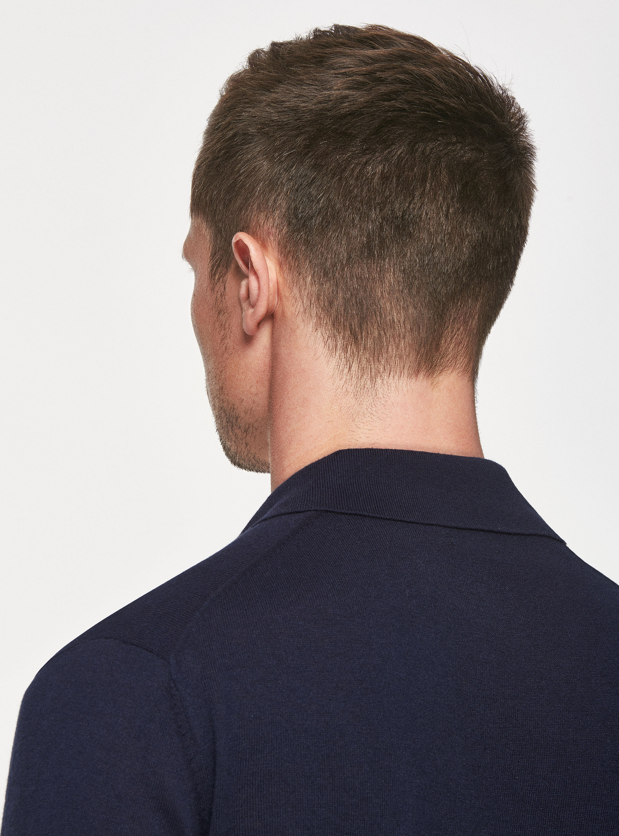 Maglia a polo in cotone seta e cashmere, BLU NAVY
