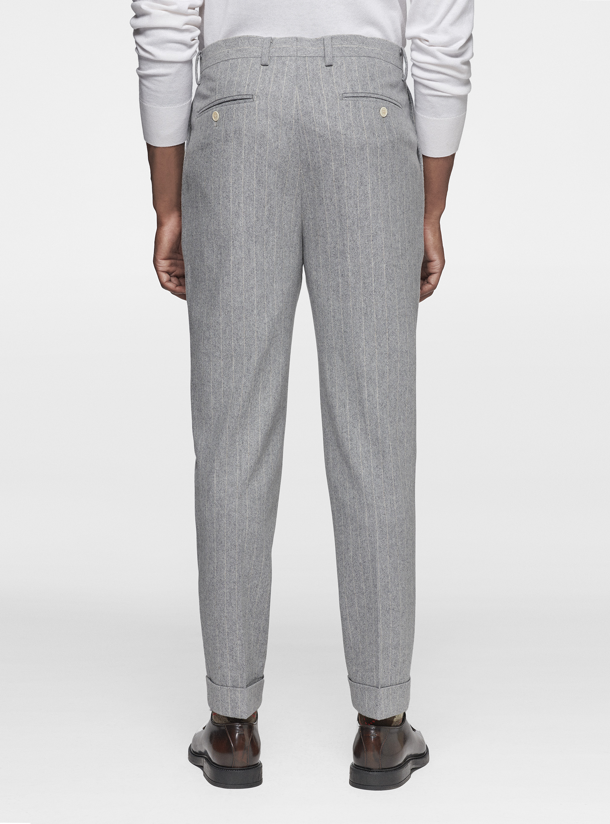 Pantaloni in flanella gessata, GRIGIO CHIARO MELANGE