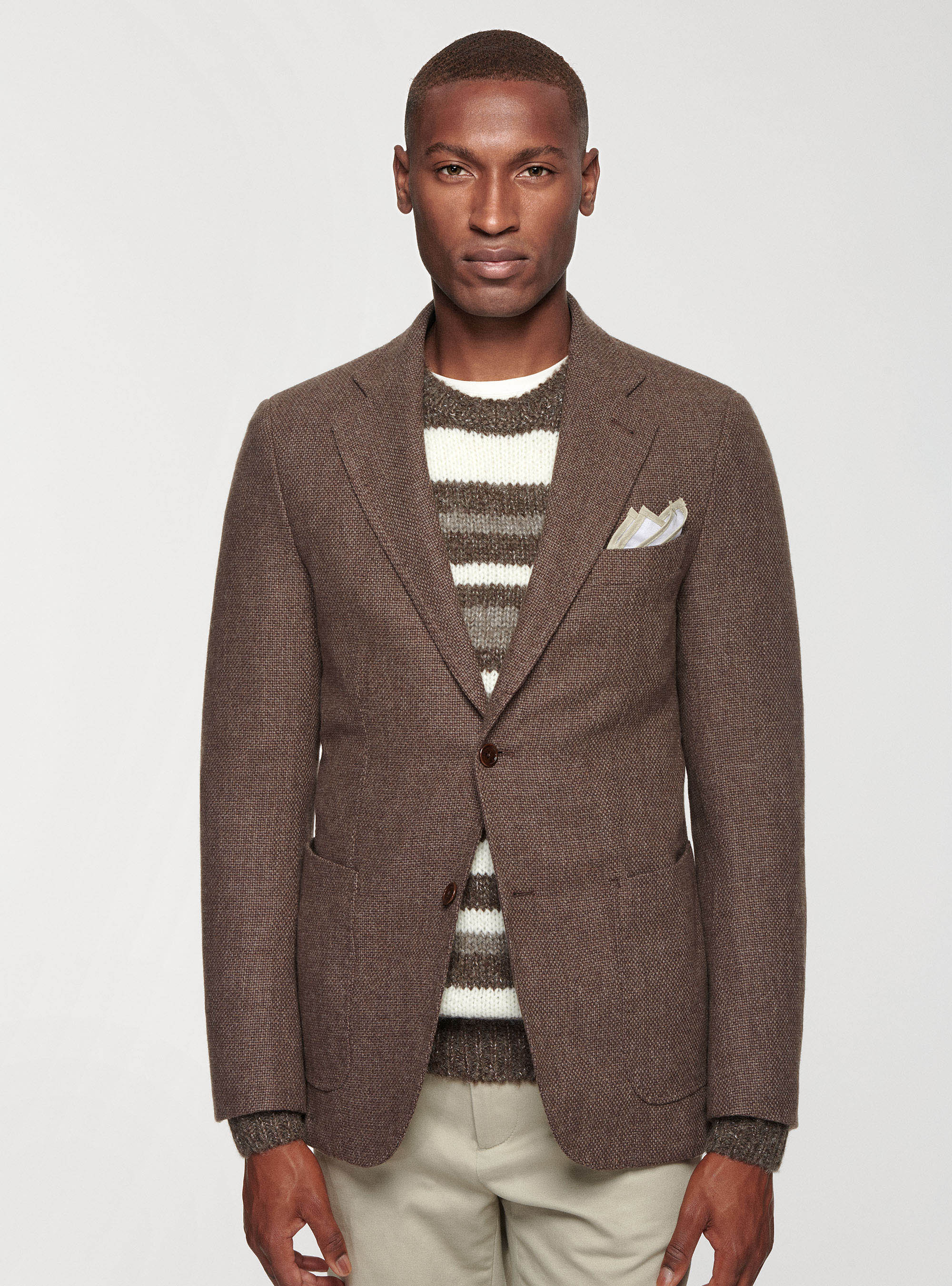 Giacca in lana cotone e cashmere, FANGO