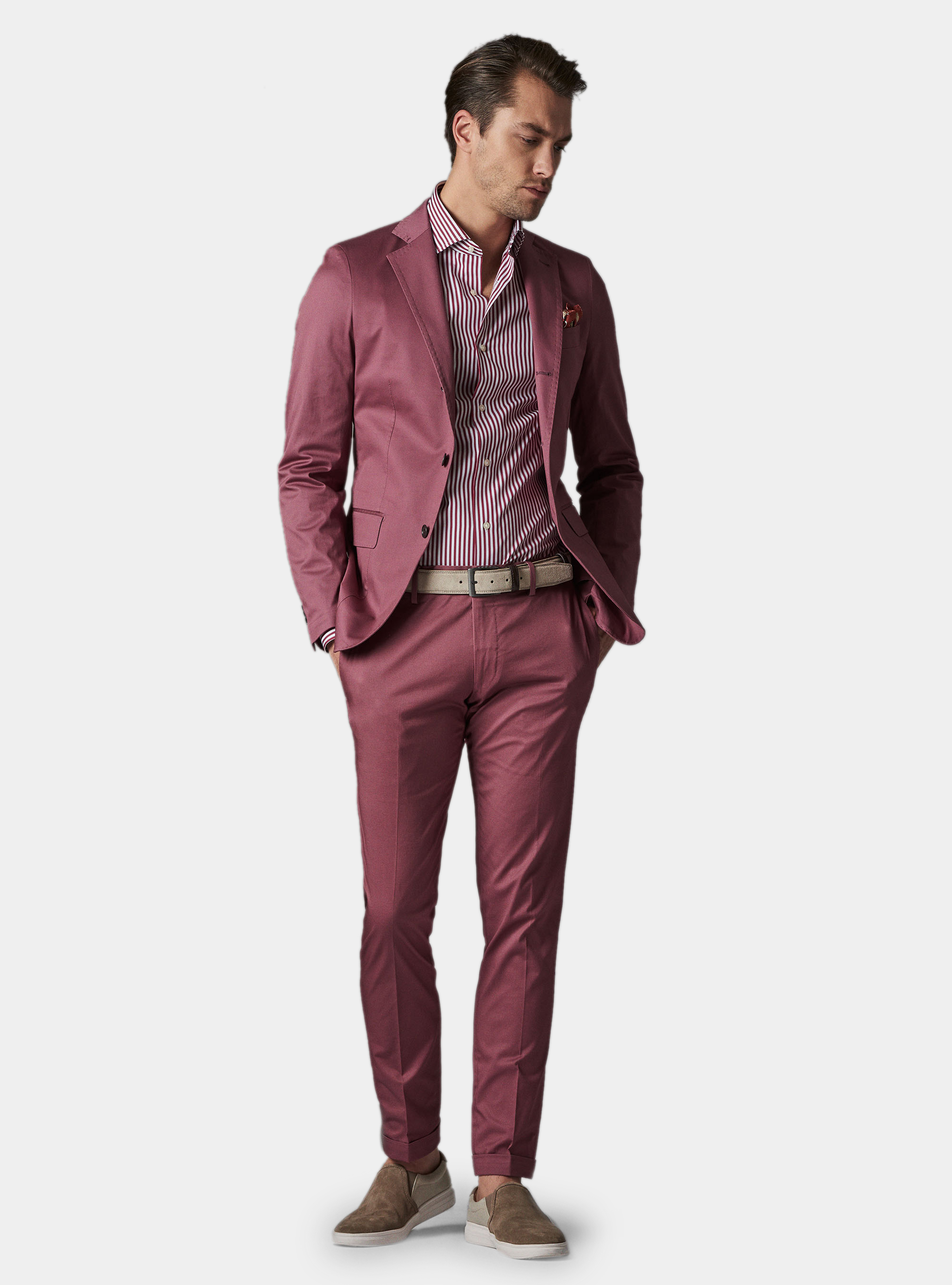 Pantalone per abito in cotone superior, ROSA SCURO 0458C