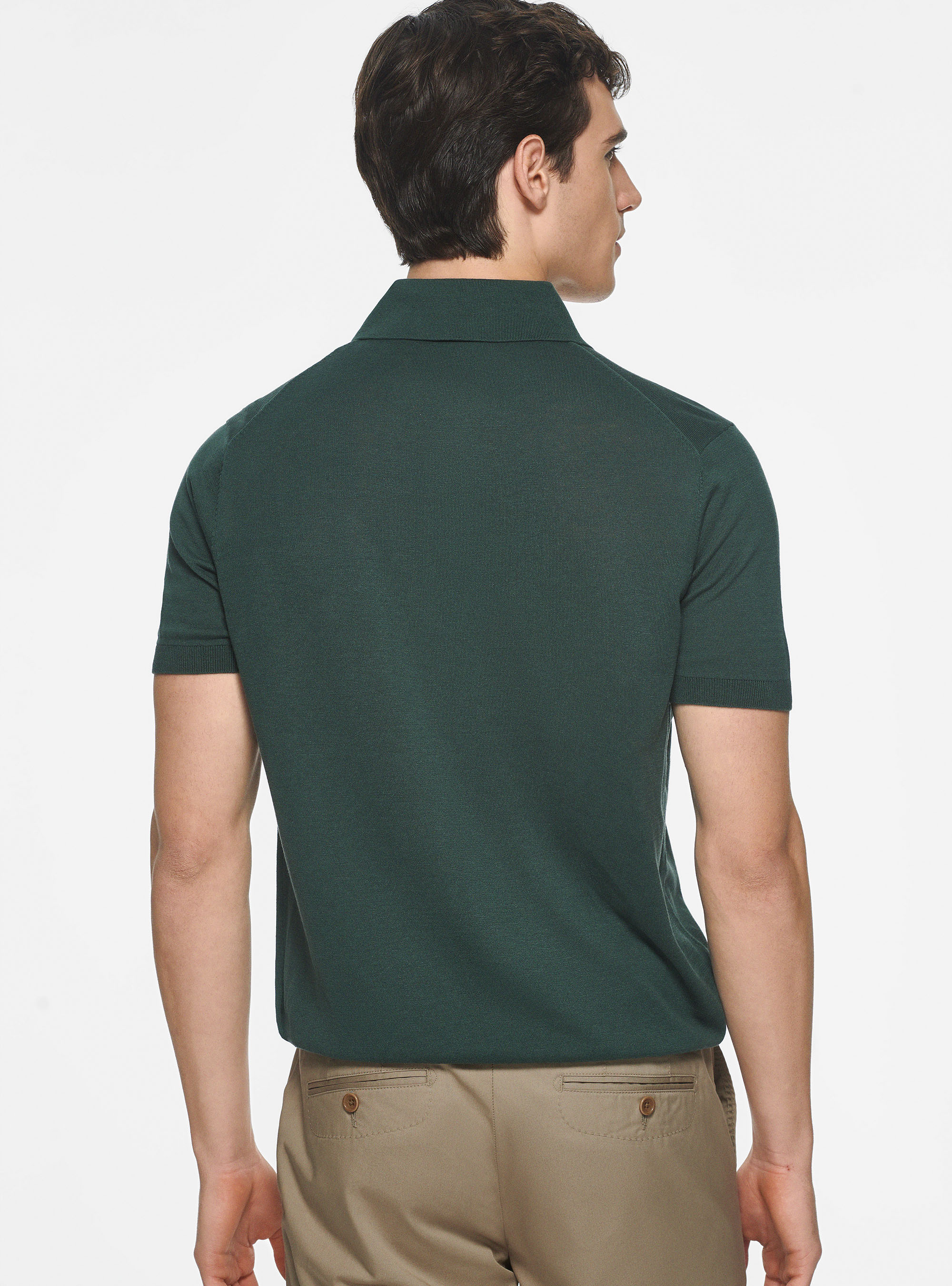Polo in maglia seta e cotone, VERDE MUSCHIO 0615C