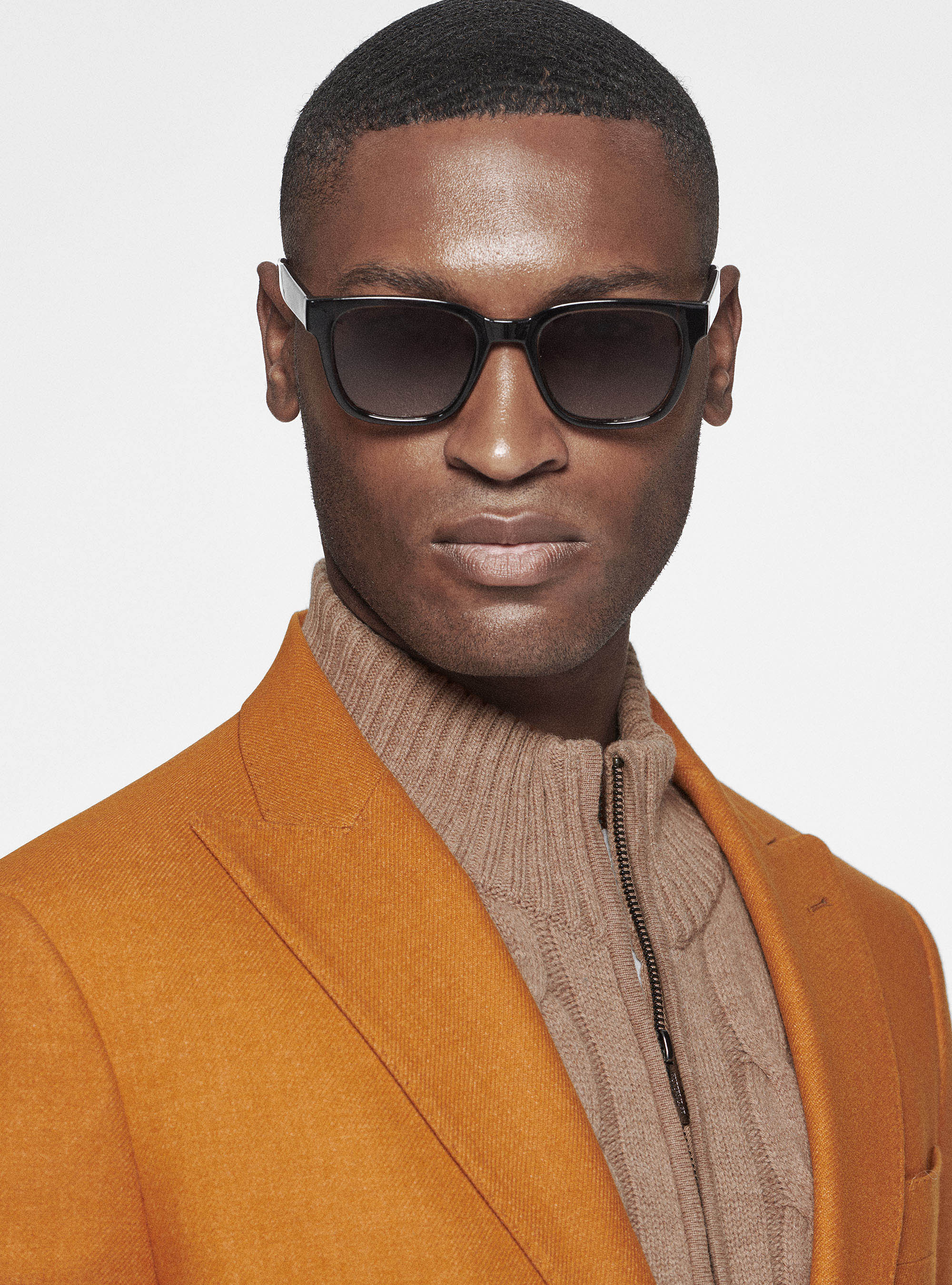 Duemilagori flannel lance-breasted blazer, ORANGE