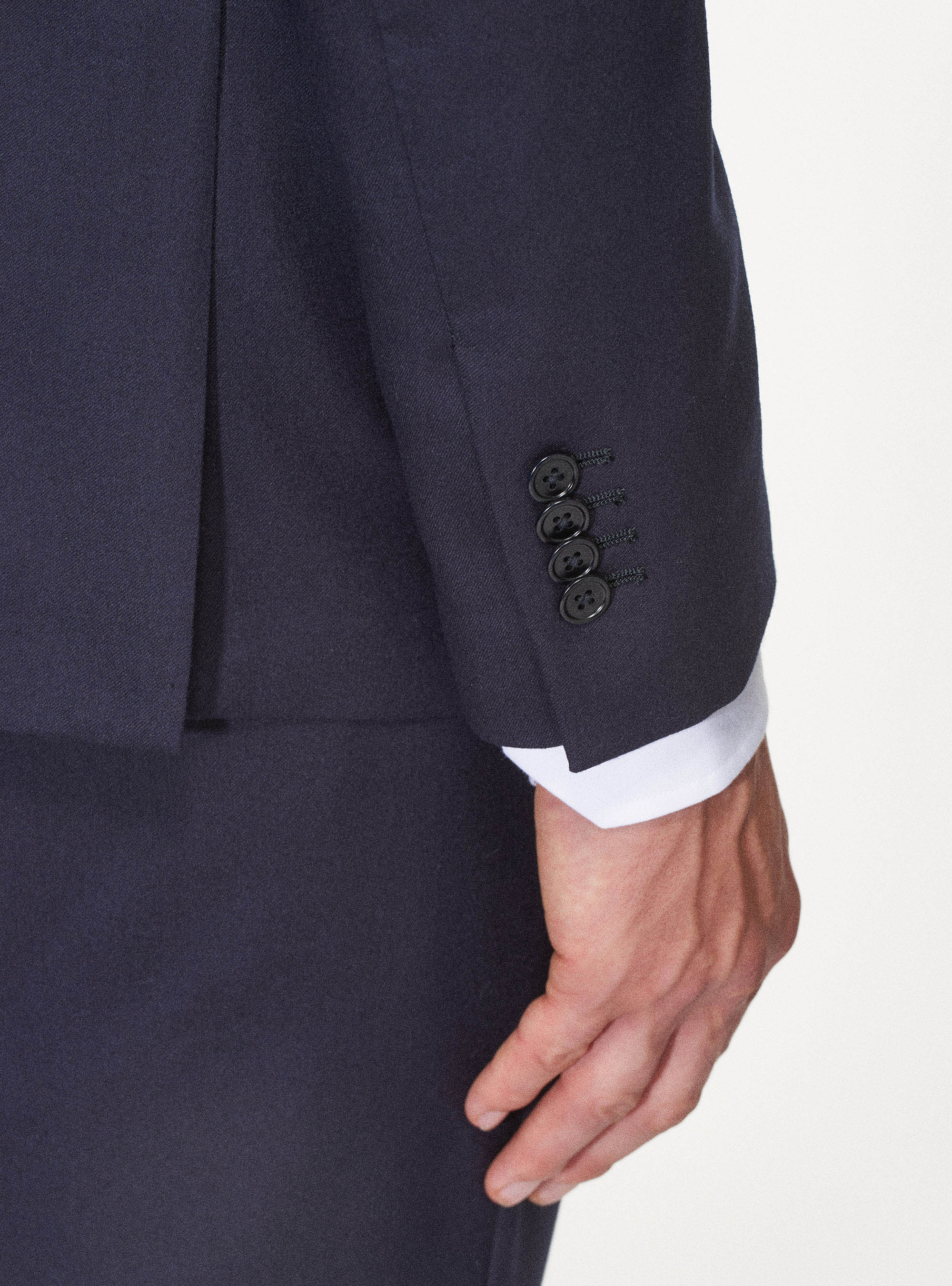 Giacca per abito in flanella di lana superfine 120's Vitale Barberis Canonico, BLU NAVY