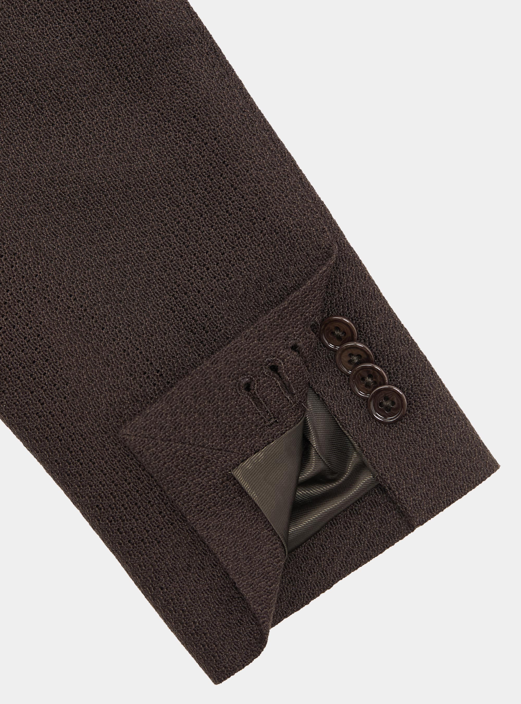 Giacca giro inglese in lana e cotone, MARRONE