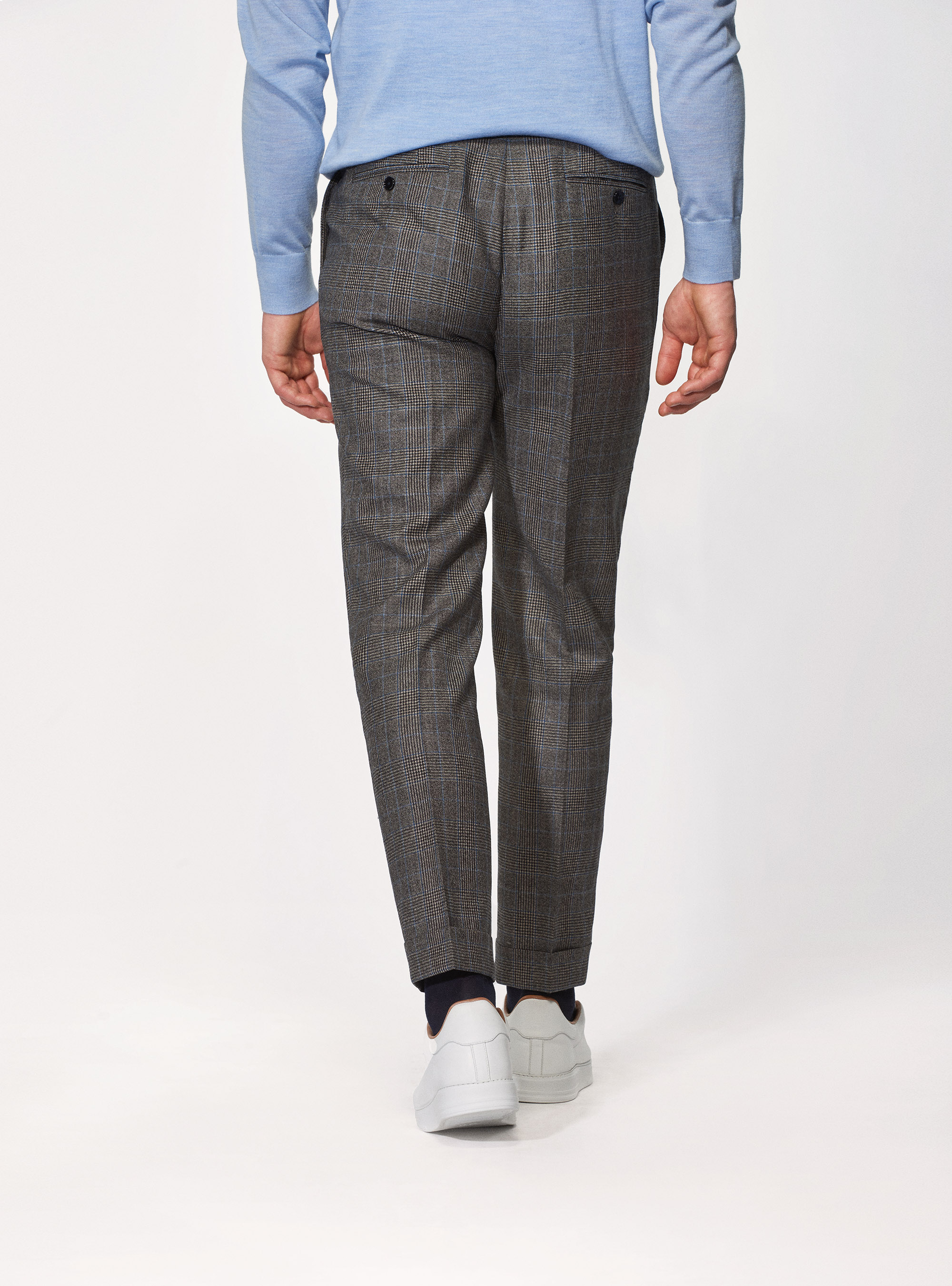 Pantaloni per abito principe di Galles in 100% lana Vitale Barberis Canonico, FANGO