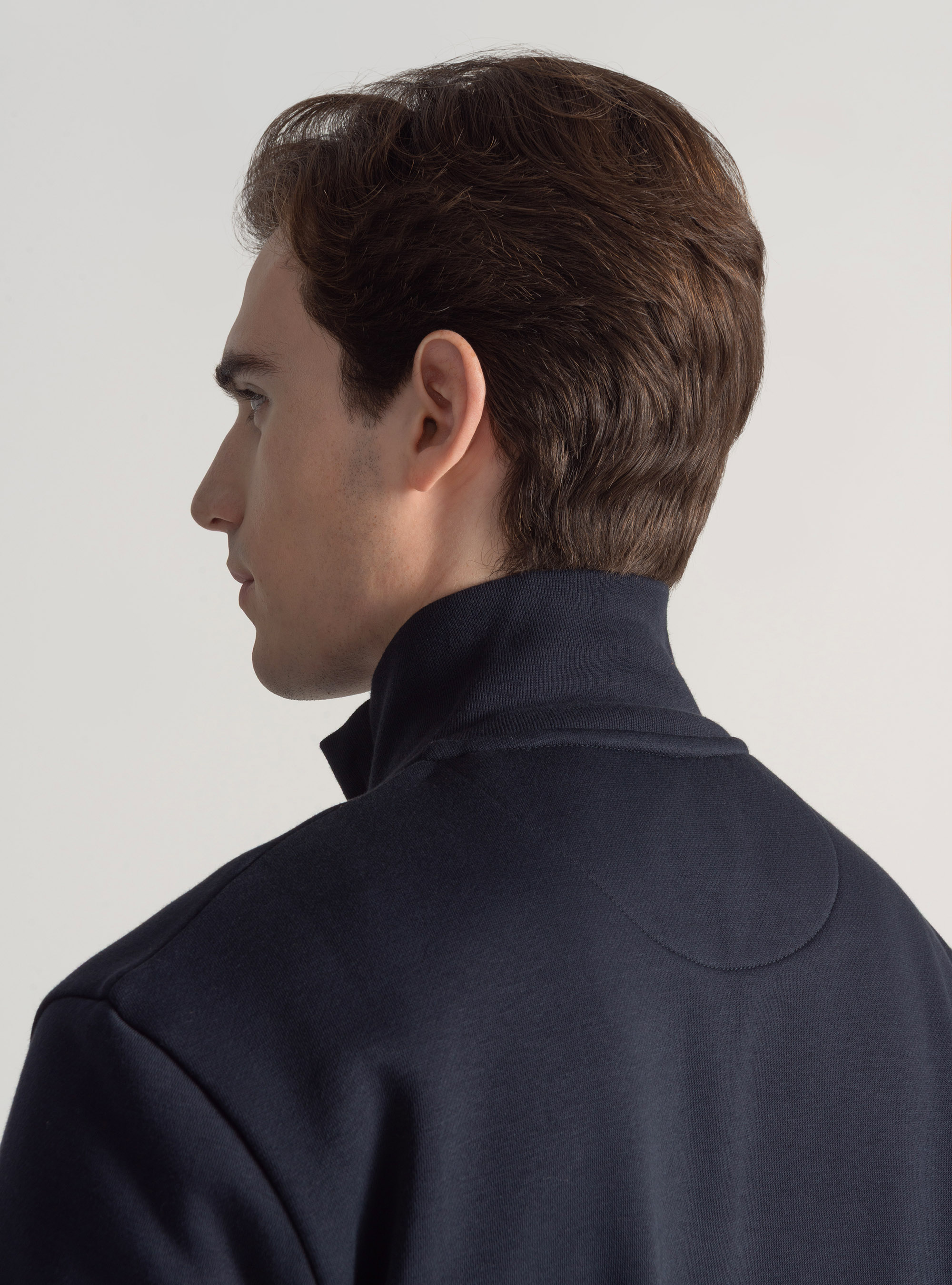 Sudadera con cremallera completa en mezcla de algodón, AZUL MARINO