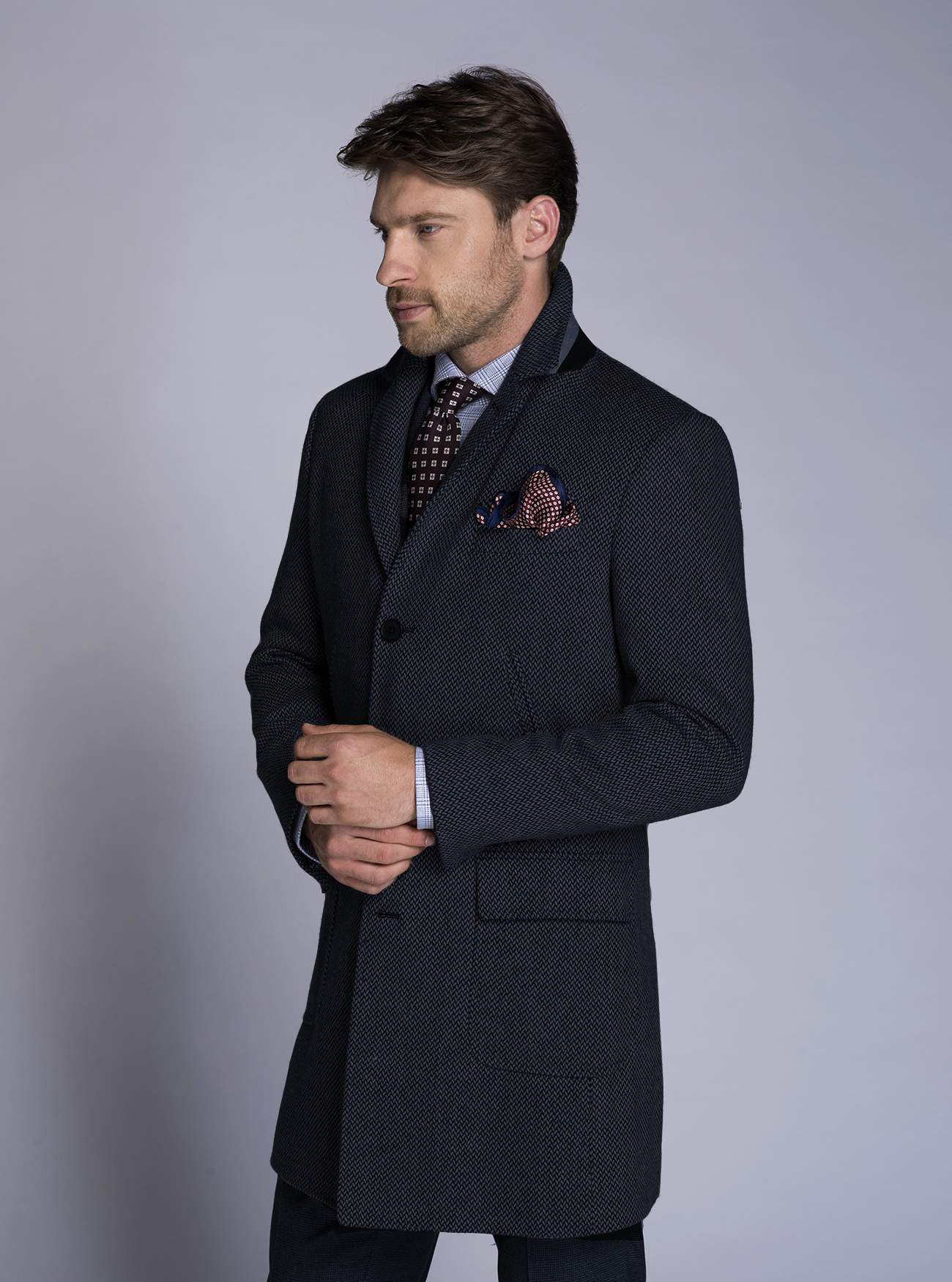 Single breasted wool coat, NAVY BLUE