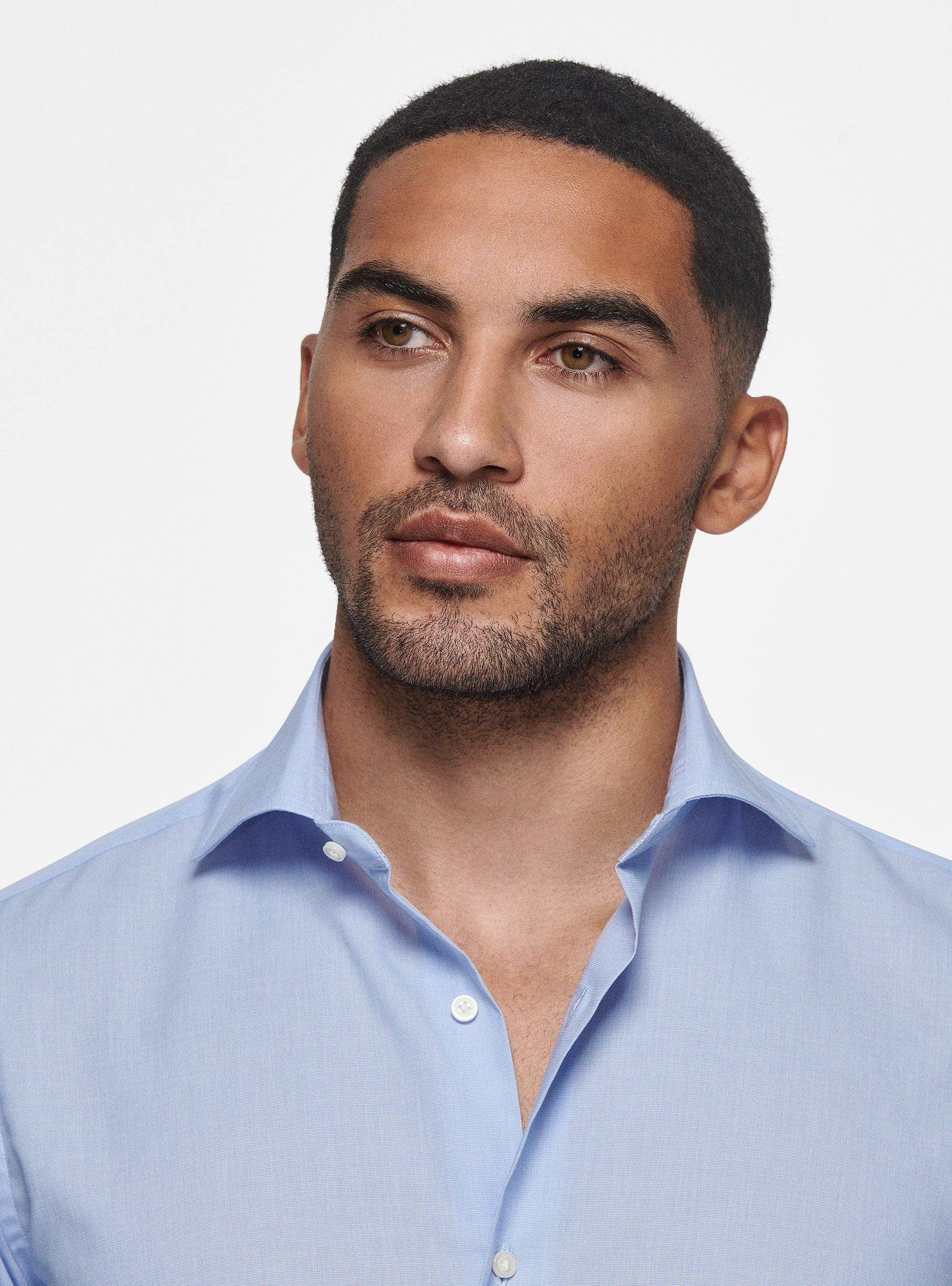 Cotton shirt fil a fil, LIGHT BLUE