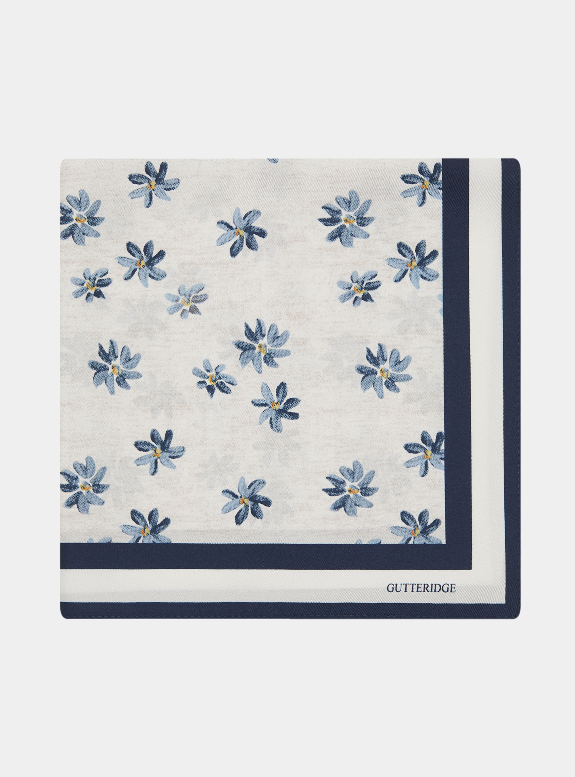 Gutteridge - Floral printed silk foulard, Unisex, Blue, Size: Unica