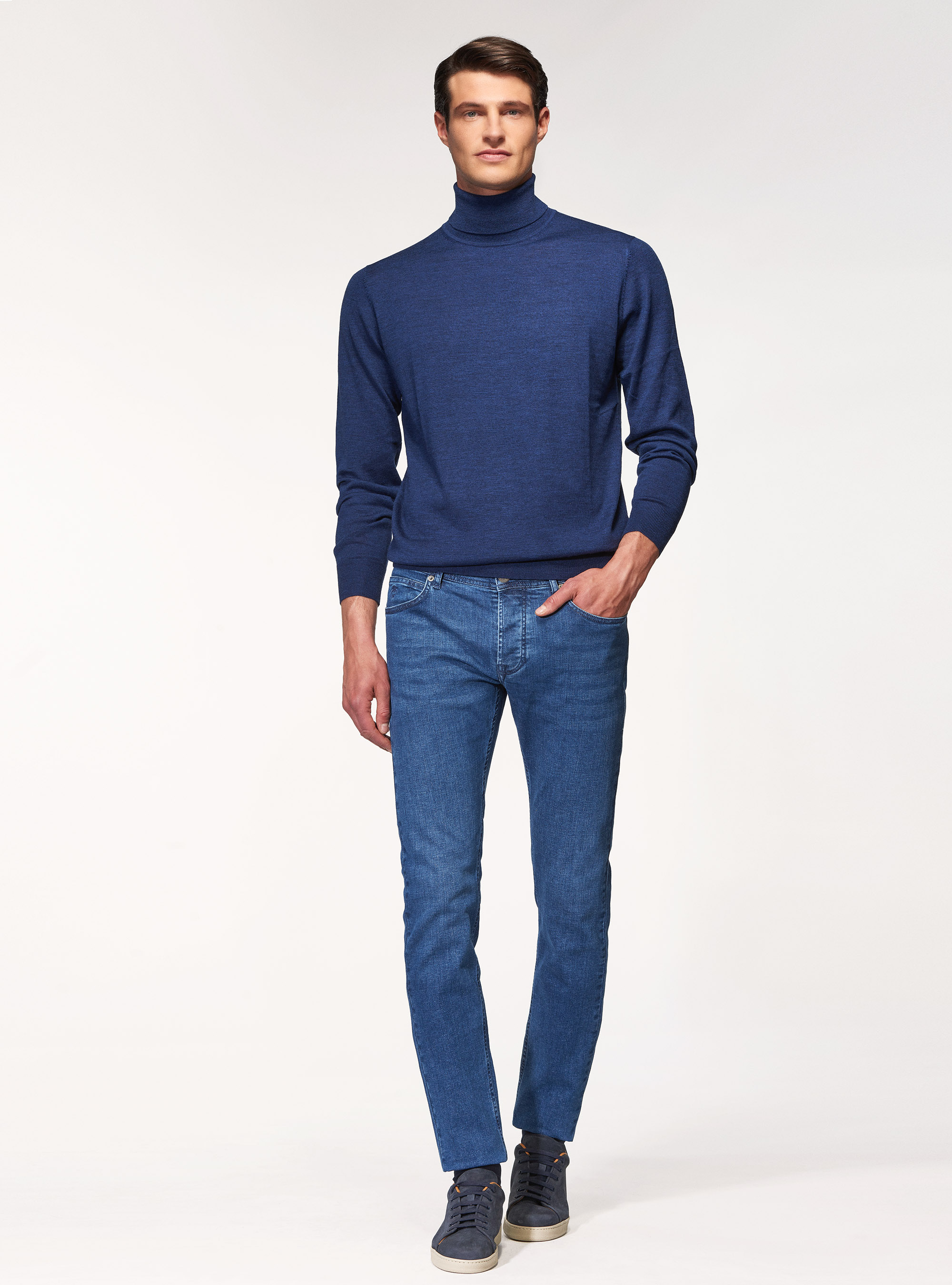 Pantaloni 5 tasche tailor fit, BLU