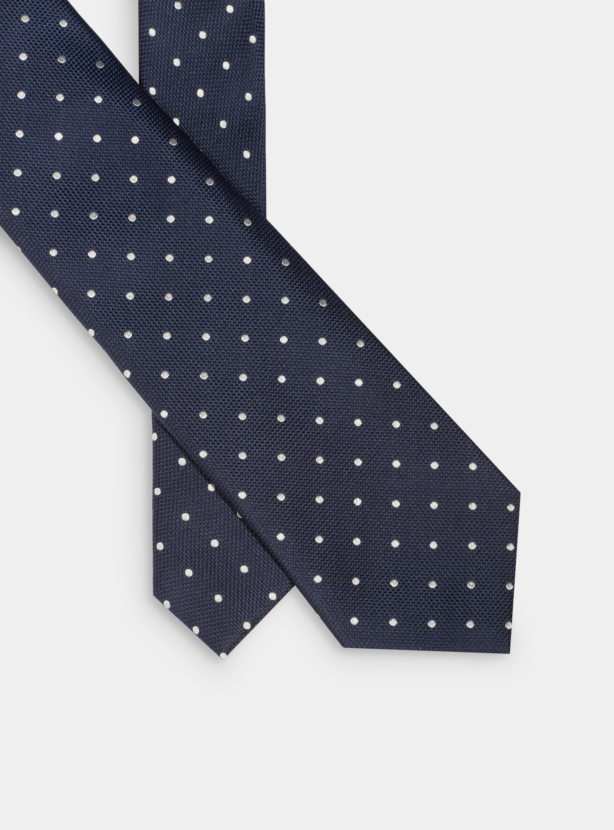Polka dot silk tie, NAVY BLUE