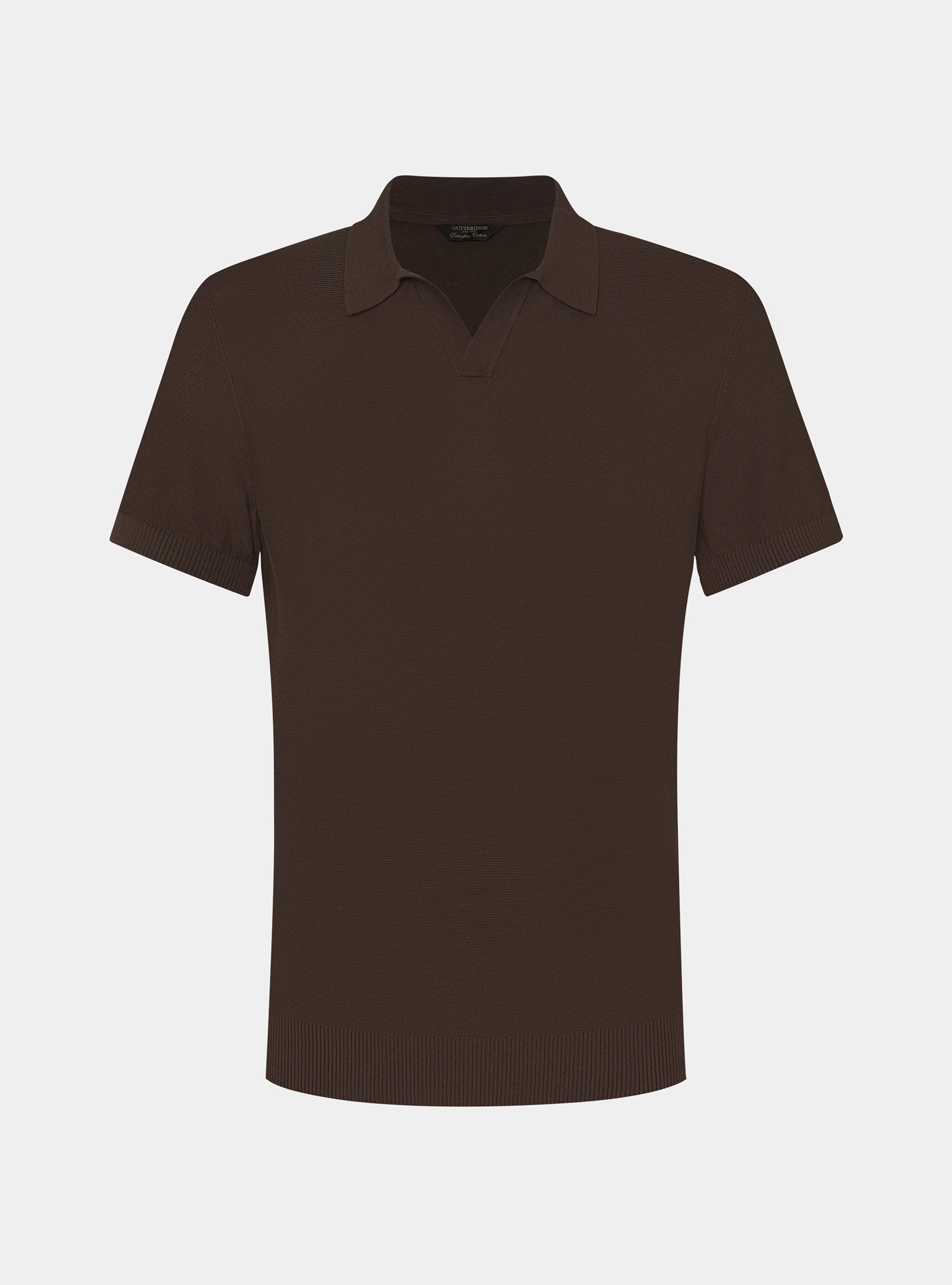 Knitted links polo shirt in extra-fine cotton, BROWN