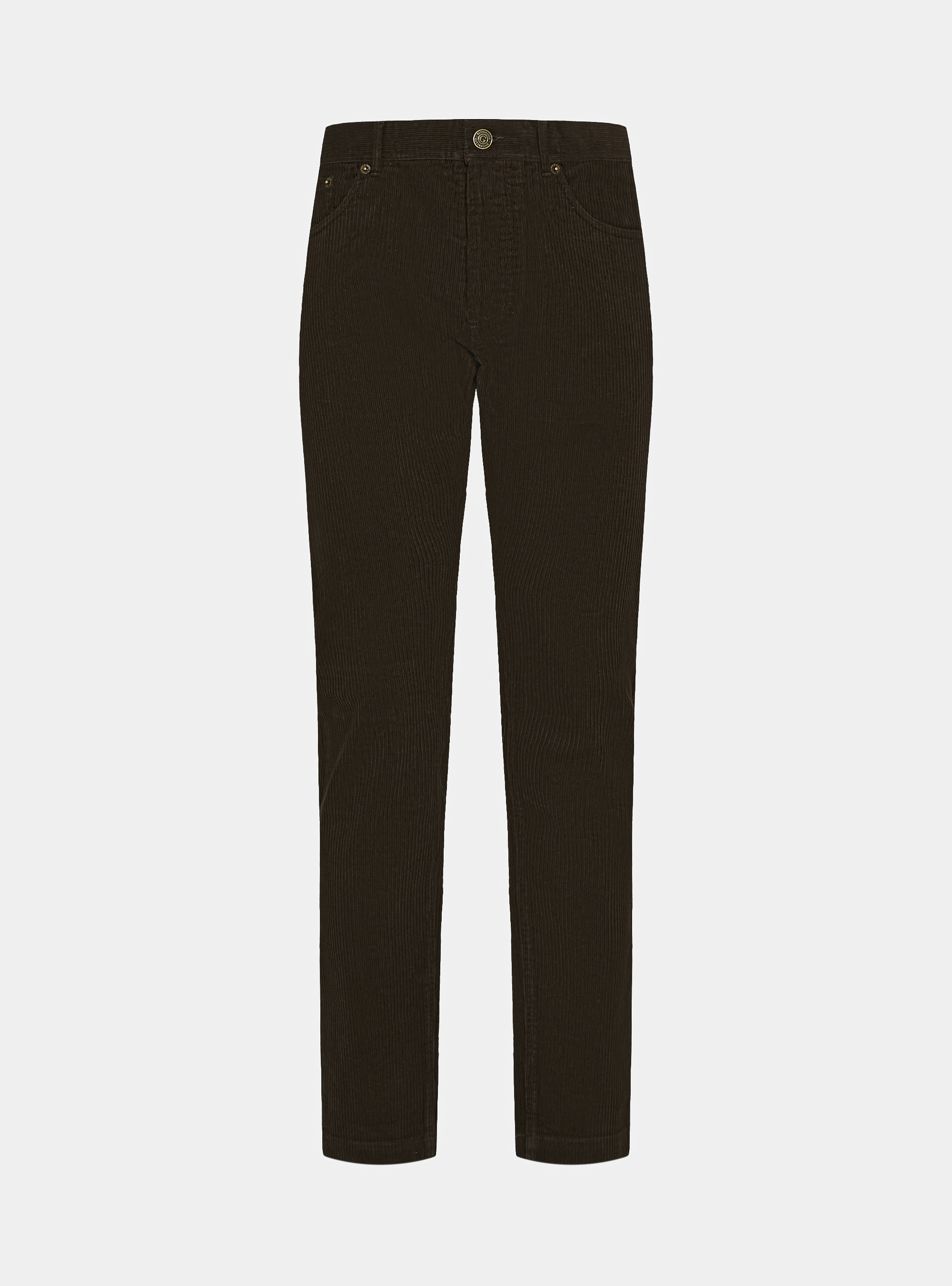 Pantaloni cinque tasche in velluto, MARRONE